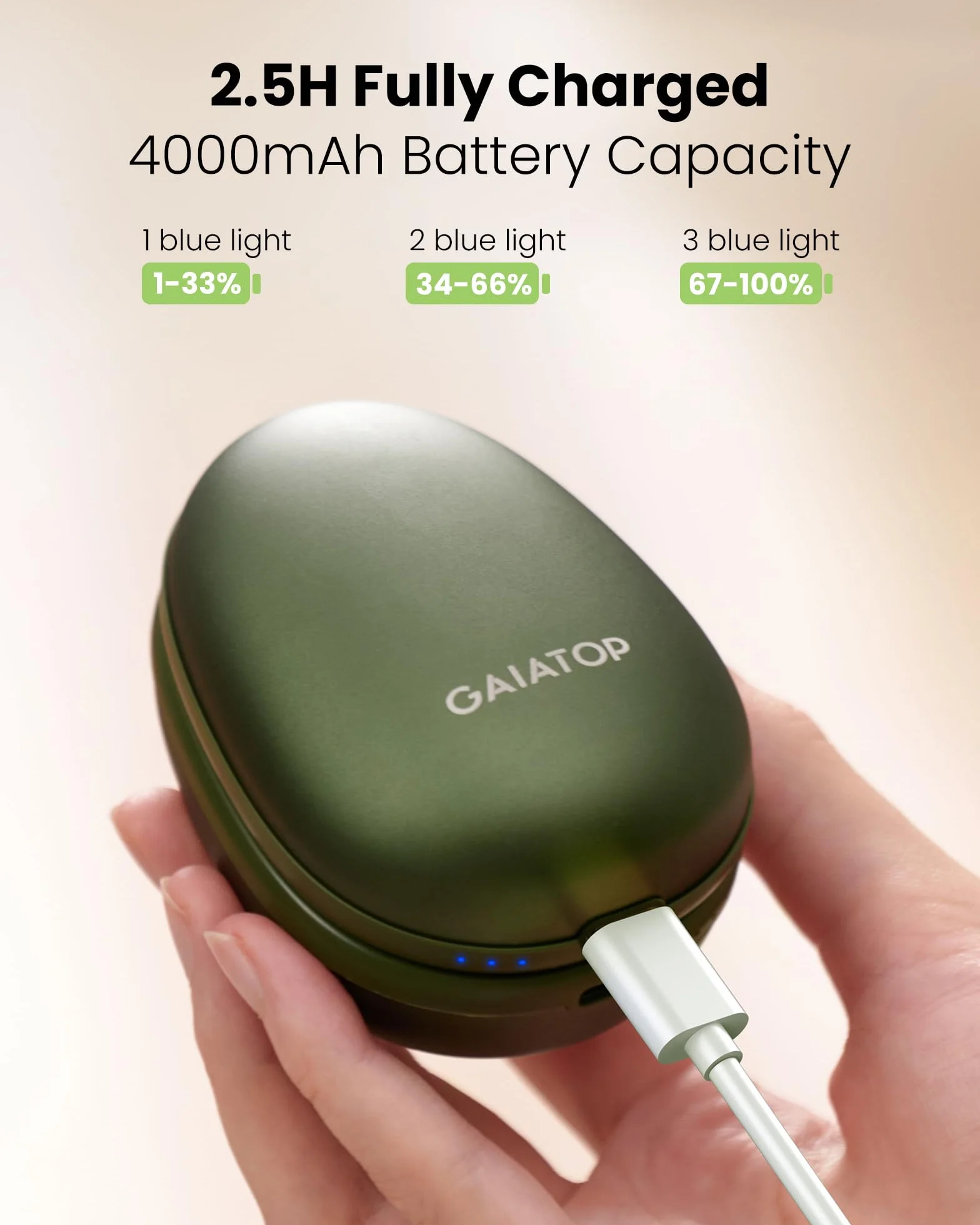 Gaiatop Ogrzewacze do rąk, 2 sztuki, akumulator 4000 mAh, elektryczny ogrzewacz do rąk w kształcie awokado, z 2 kablami USB, wielokrotnego użytku, przenośny, kieszonkowy, podgrzewacz do rąk, prezenty