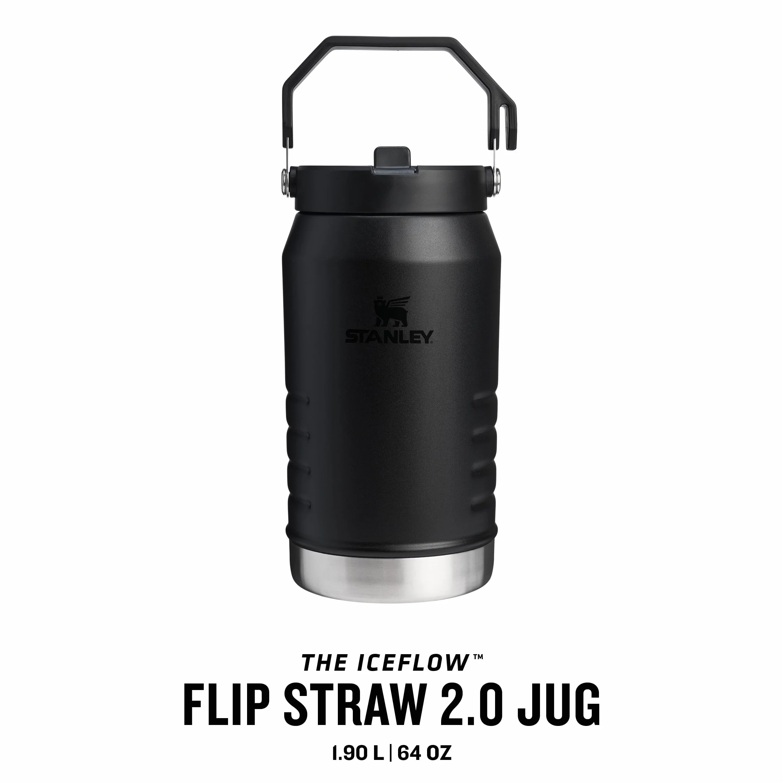 Stanley 1913 Iceflow Flip Straw 2.0 Jug 1.90L - 20 Godzin Zimna - 4 Dni Mrożona - Szczelna - Butelka Na Wodę Ze Stali Nierdzewnej - Nie Zawiera BPA - Można Myć W Zmywarce - Butelka Na Siłownię