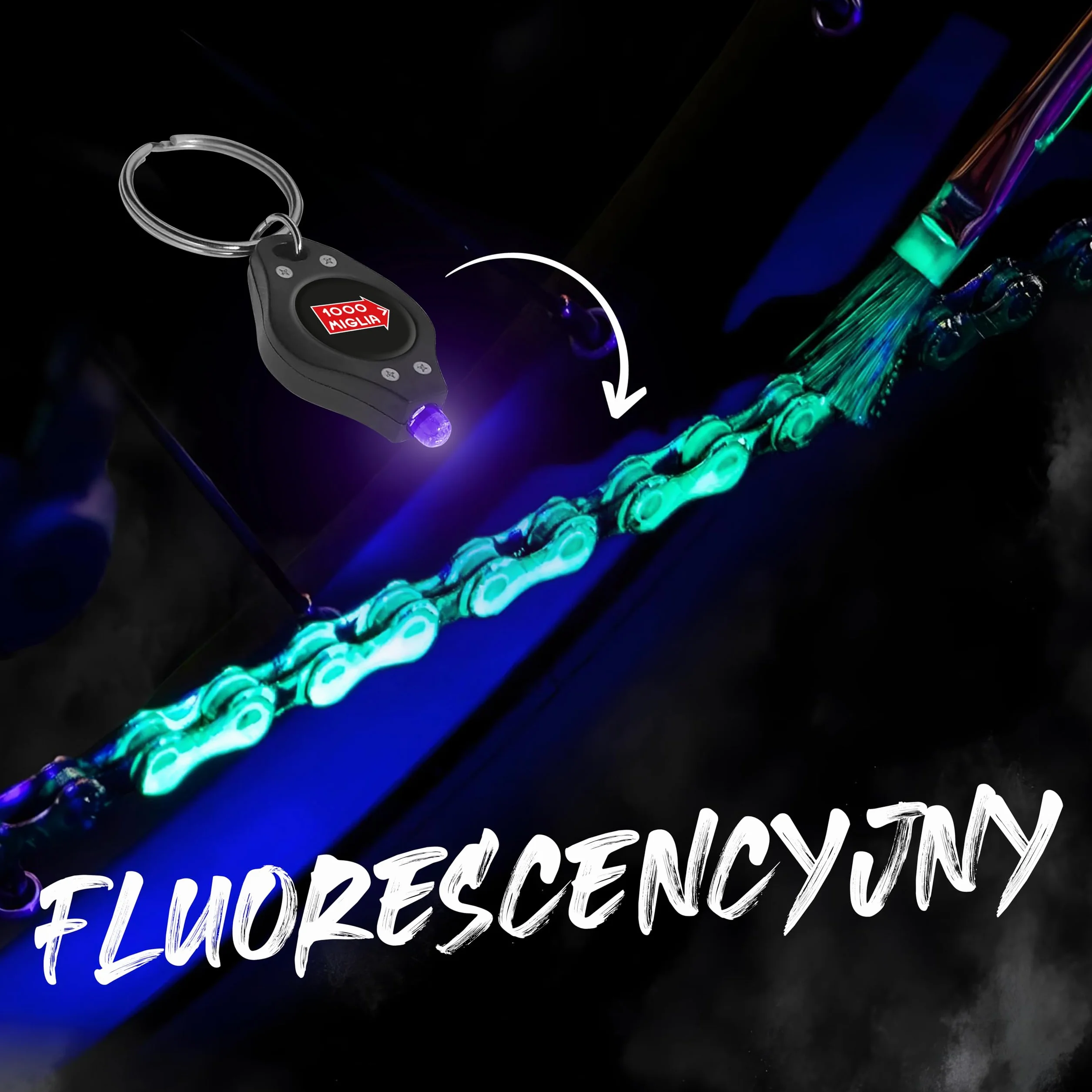 1000 Miglia BKR 4101 CERAMICZNY Smar do Łańcucha Rowerowego DRY - 60 ml, Na Sucho, Fluorescencyjny i Zapachowy, Pojemnik All-In-One, Pędzelek w zestawie
