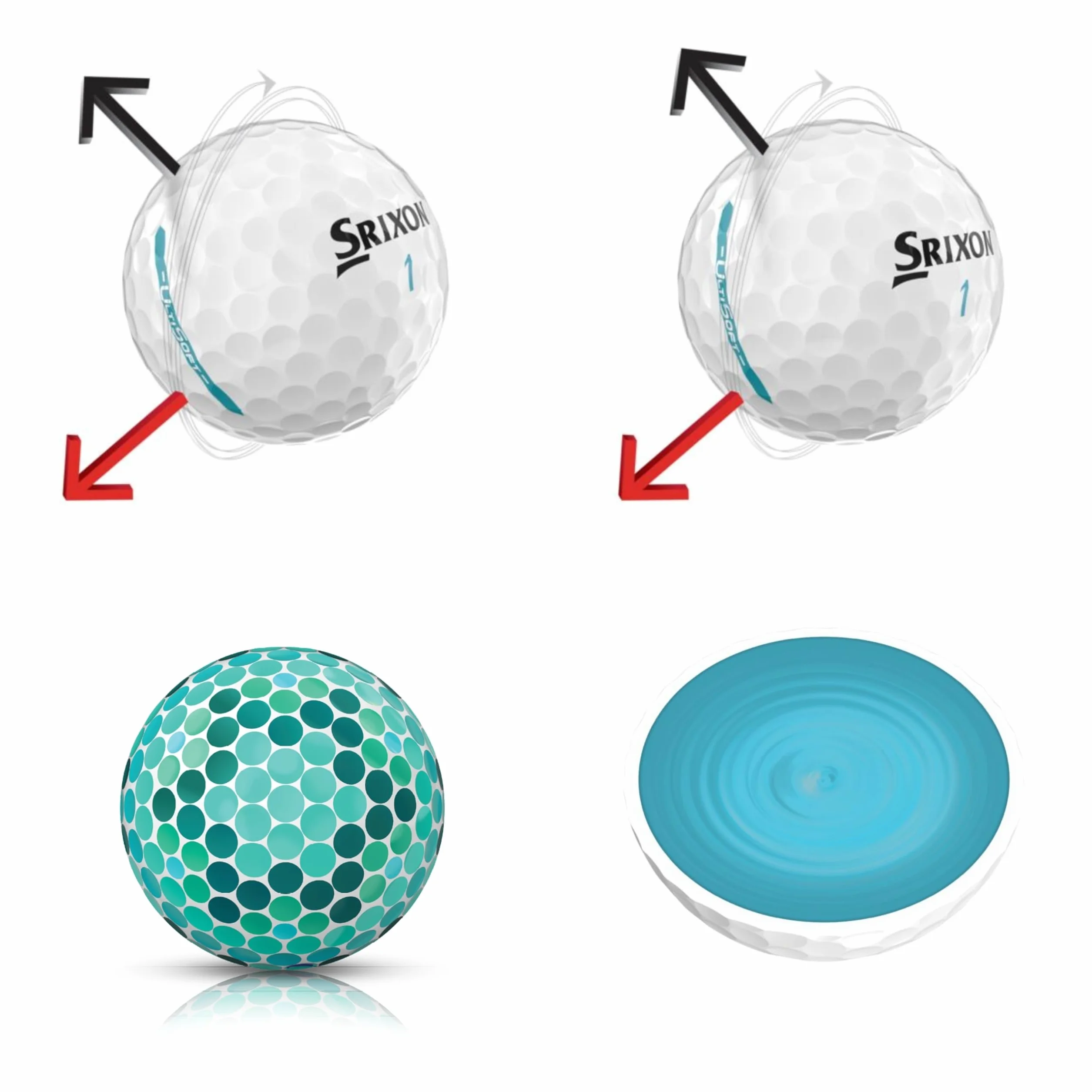 Srixon UltiSoft 4&5 - Piłka golfowa - Miękka w dotyku - Niska kompresja zapewniająca nierówny dotyk - maksymalna odległość - biała