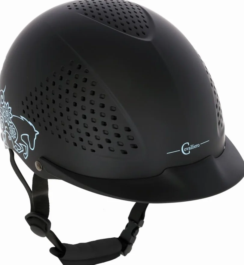 Covalliero Kask jeździecki Beauty 2.0, 4-punktowe mocowanie, czarny, 52-54 cm