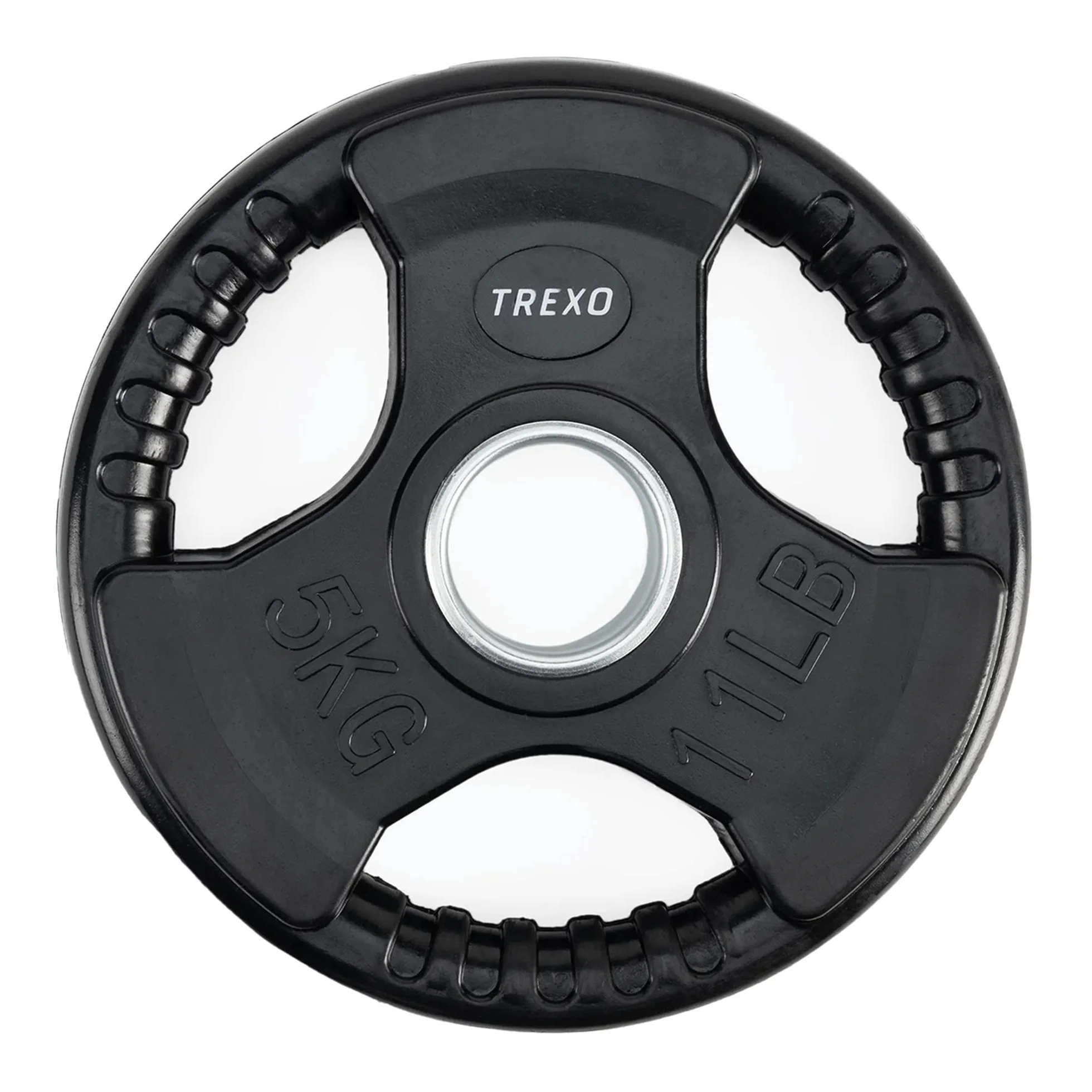 XTREXO Tarcza do sztangi z uchwytami – żeliwna tarcza obciążająca z gumową powłoką i uchwytem 50 mm, ergonomiczna, cicha i trwała, do sztangi długiej, fitnessu, treningu siłowego i crossfitu