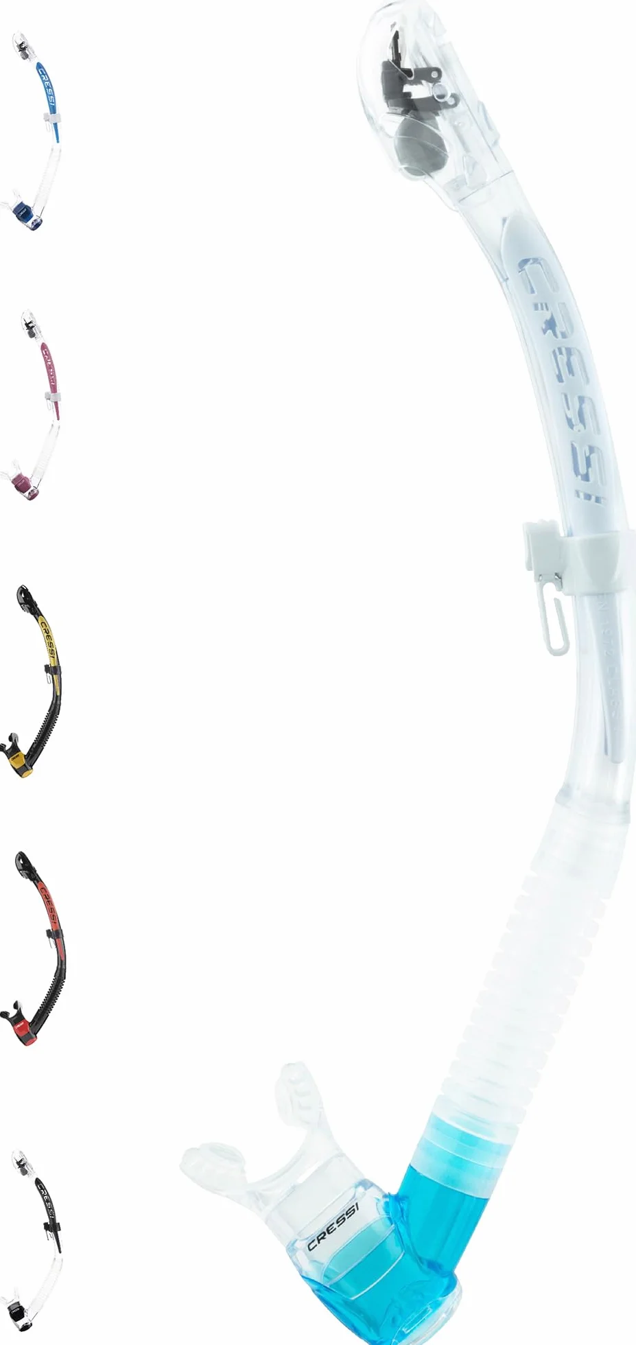 CRESSI Itaca Ultra Snorkel Snorkel Suchy Snorkel Snorkel Snorkel Unisex Dorosły, przezroczysty/akwamarynowy, jeden rozmiar