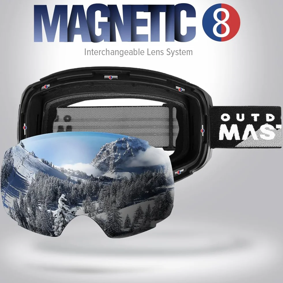 OutdoorMaster Gogle narciarskie PRO bezramkowe wymienne soczewki UV400 ochrona