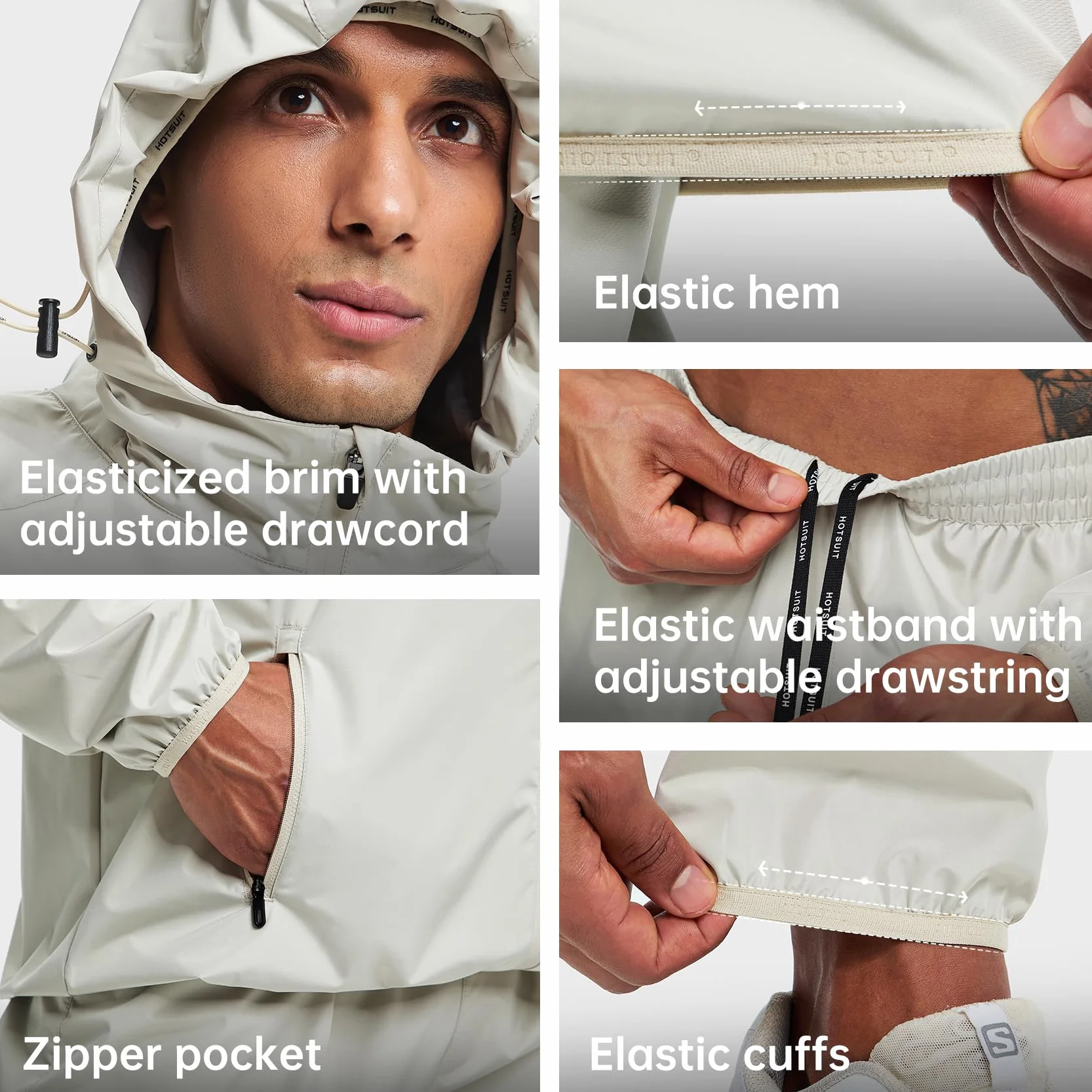 HOTSUIT Herren Sauna Trainingsanzug Reißverschluss Fitness Schwitzjacke czarna