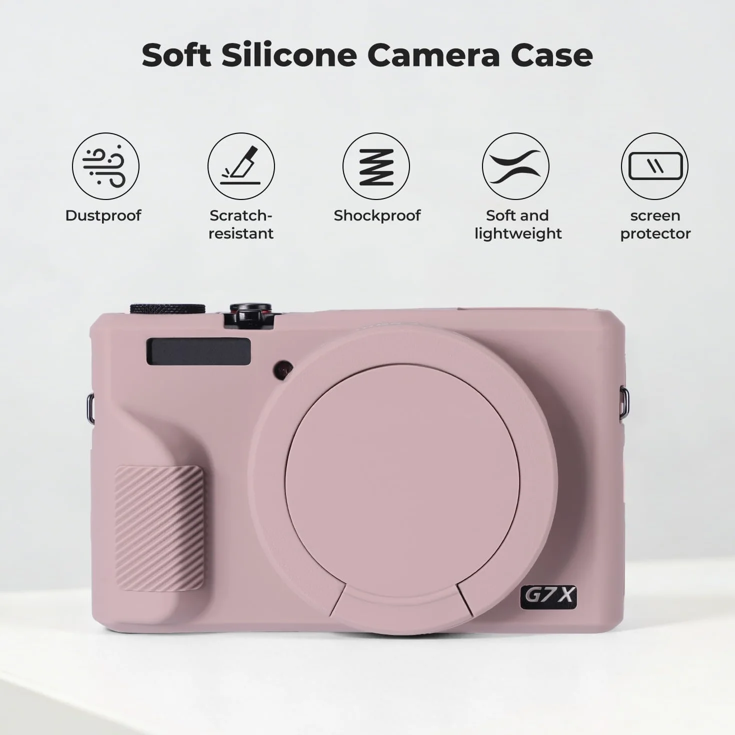 Etui ochronne K&F CONCEPT do aparatu Canon G7X Mark III, szaro-fioletowe, miękkie silikonowe etui do aparatu cyfrowego G7X Mark III z odłączaną osłoną obiektywu, odporne na zarysowania, o smukłym dopa