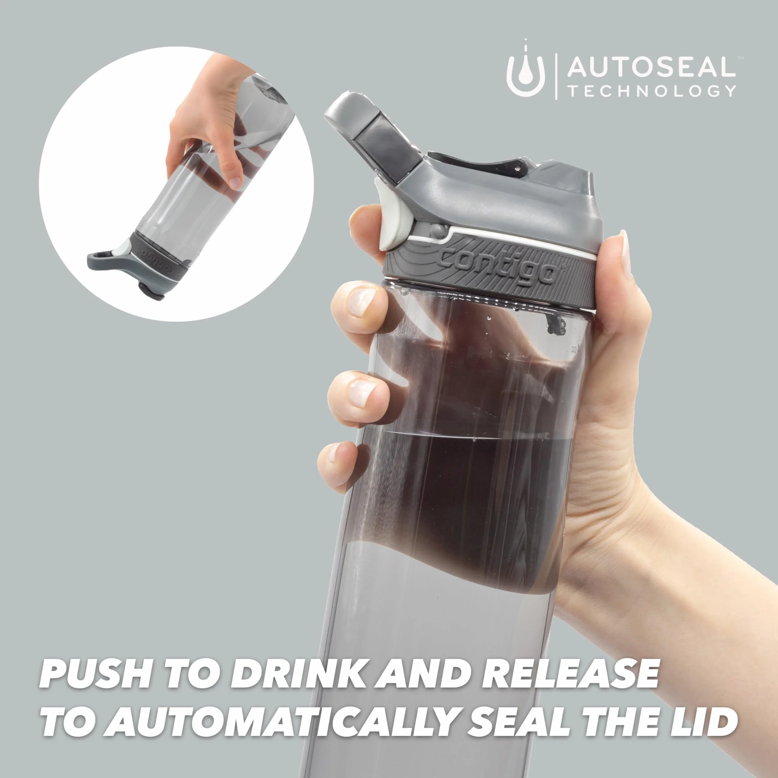 Contigo Cortland Autoseal Butelka na wodę, duża, 720 ml, bez BPA, butelka sportowa, szczelna butelka na napoje, idealna do szkoły, na siłownię, rower, do biegania, wędrówek