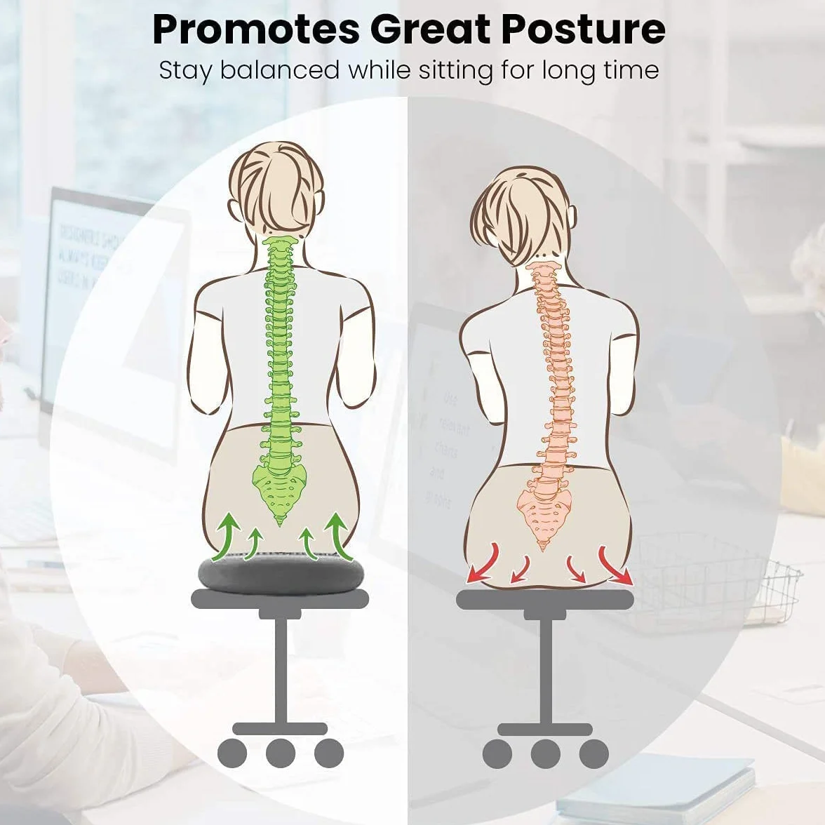 ROMIX Poduszka Wobble Cushion, 34 cm, Nadmuchiwana Poduszka Balansowa Stabilności Powietrza, Deska do Balansowania z Pompką, Antypoślizgowa Tarcza Balansowa, Siedząca Postawa Trener