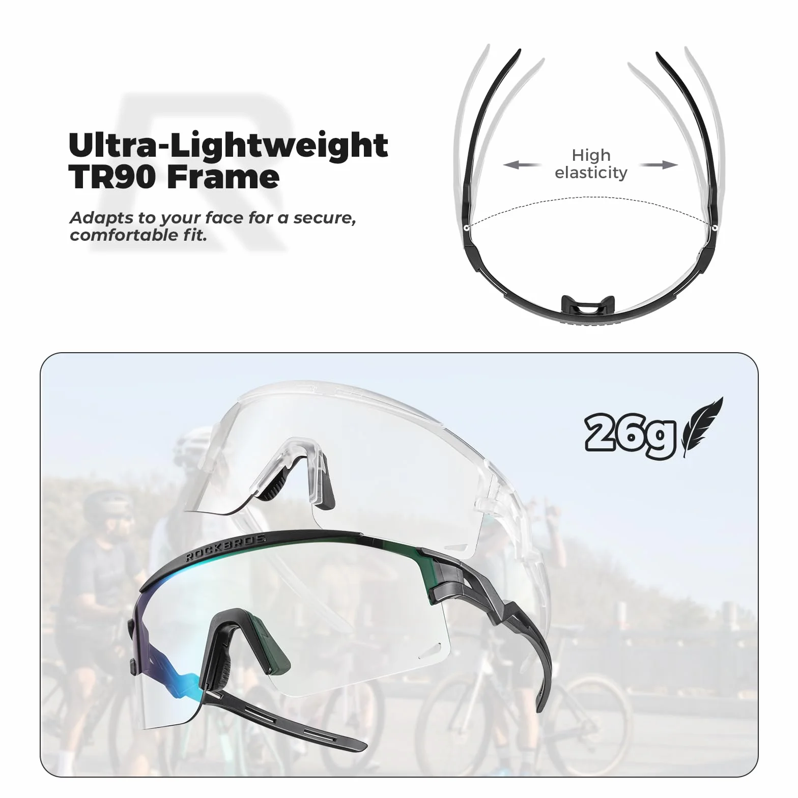 ROCKBROS Okulary rowerowe fotochromatyczne z polaryzacją i filtrem przeciwmgielnym sportowe