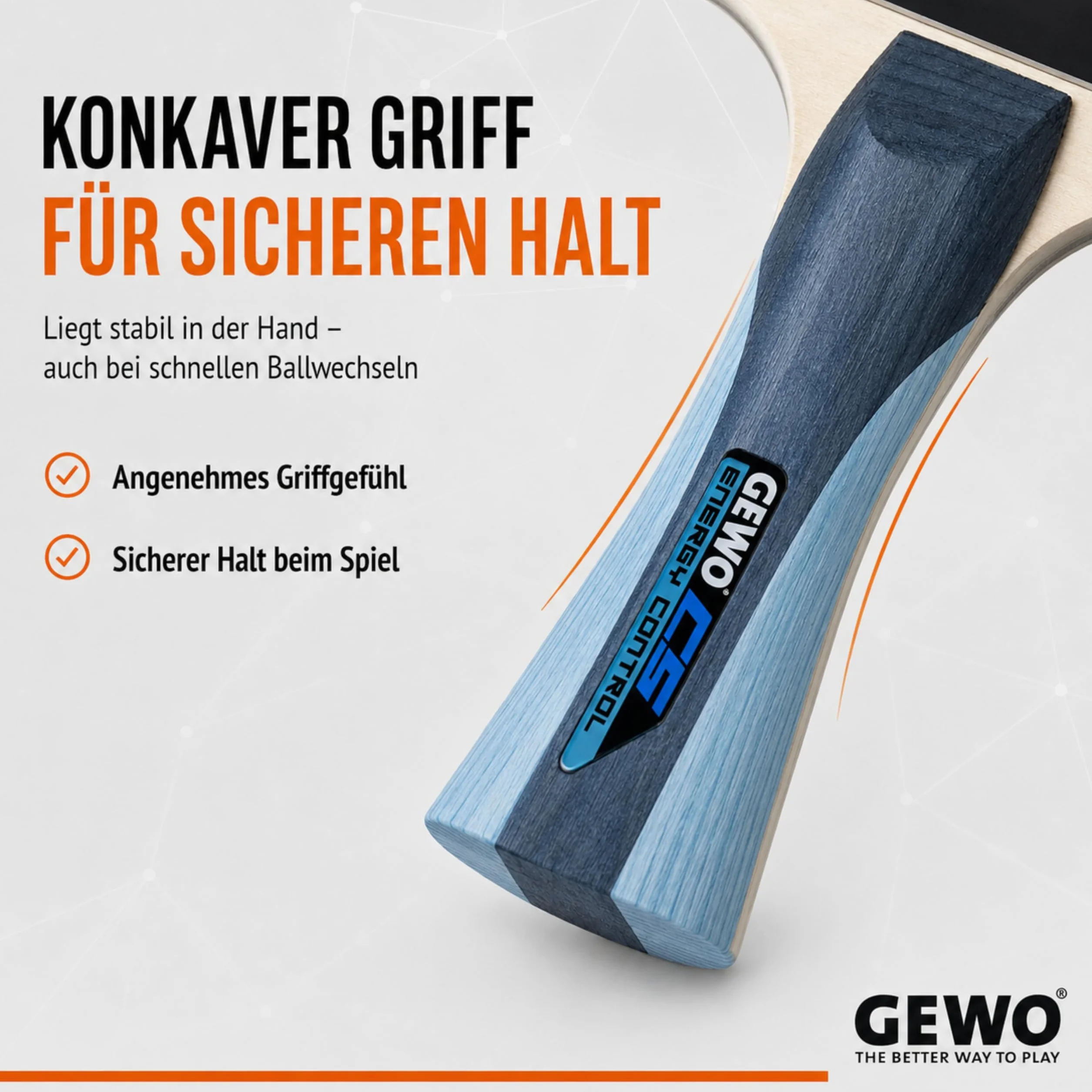 GEWO CS Energy Control rakieta do tenisa stołowego wklęsła szara niebieska