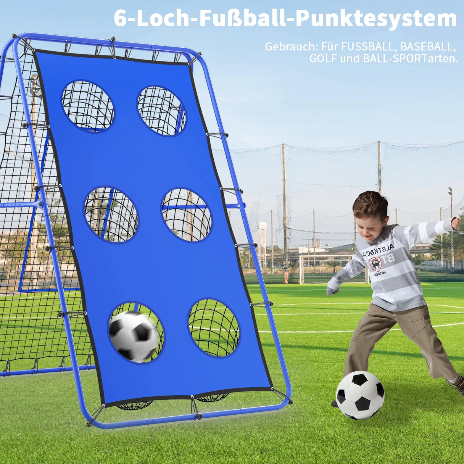 Rebounder do siatkówki, 2,1 x 1,2 m – regulowany przyrząd treningowy, siatka odbicia ze stabilnymi metalowymi słupkami, rebounder do piłki nożnej, siatkówki, koszykówki