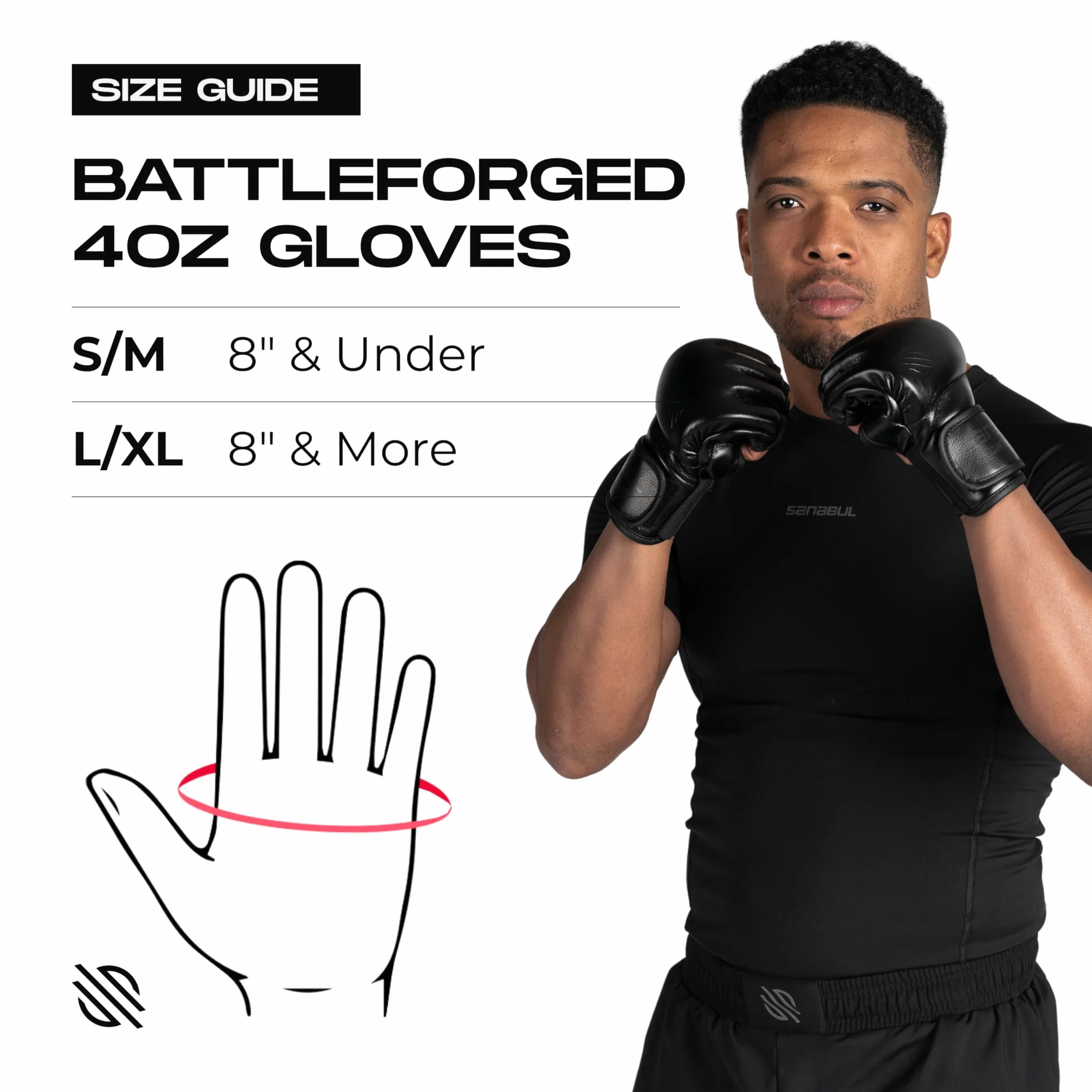 Sanabul Battle Forged Rękawice MMA 113 g dla mężczyzn i kobiet, profesjonalne rękawice bokserskie Muay Thai Kickboxing do sparingowego grapplingu i treningu