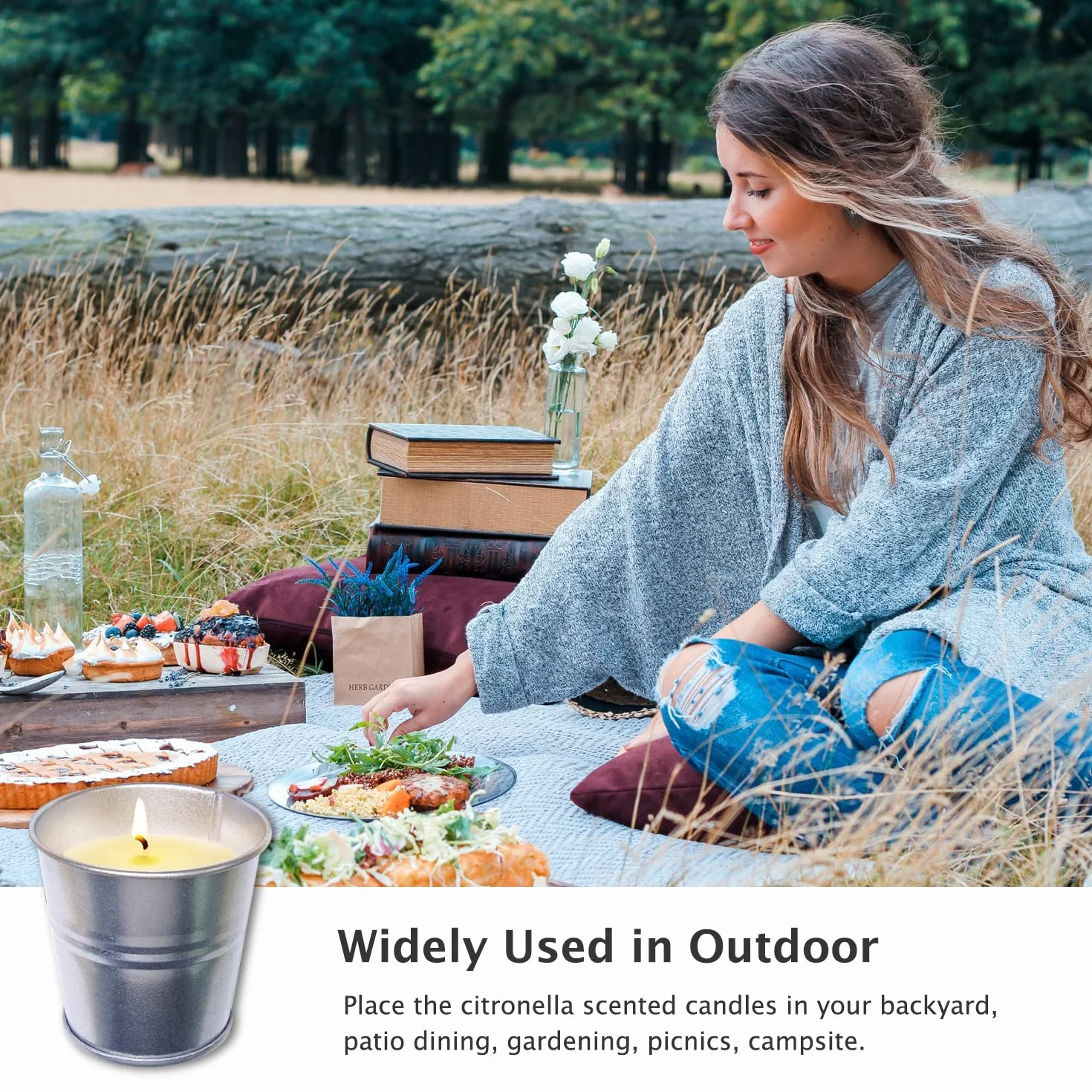 Citronella Candle Outdoor 8-pak świec Citronella, naturalny wosk sojowy o zapachu trawy cytrynowej, 70 ml, świece do ogrodu, na patio, piknik, kemping