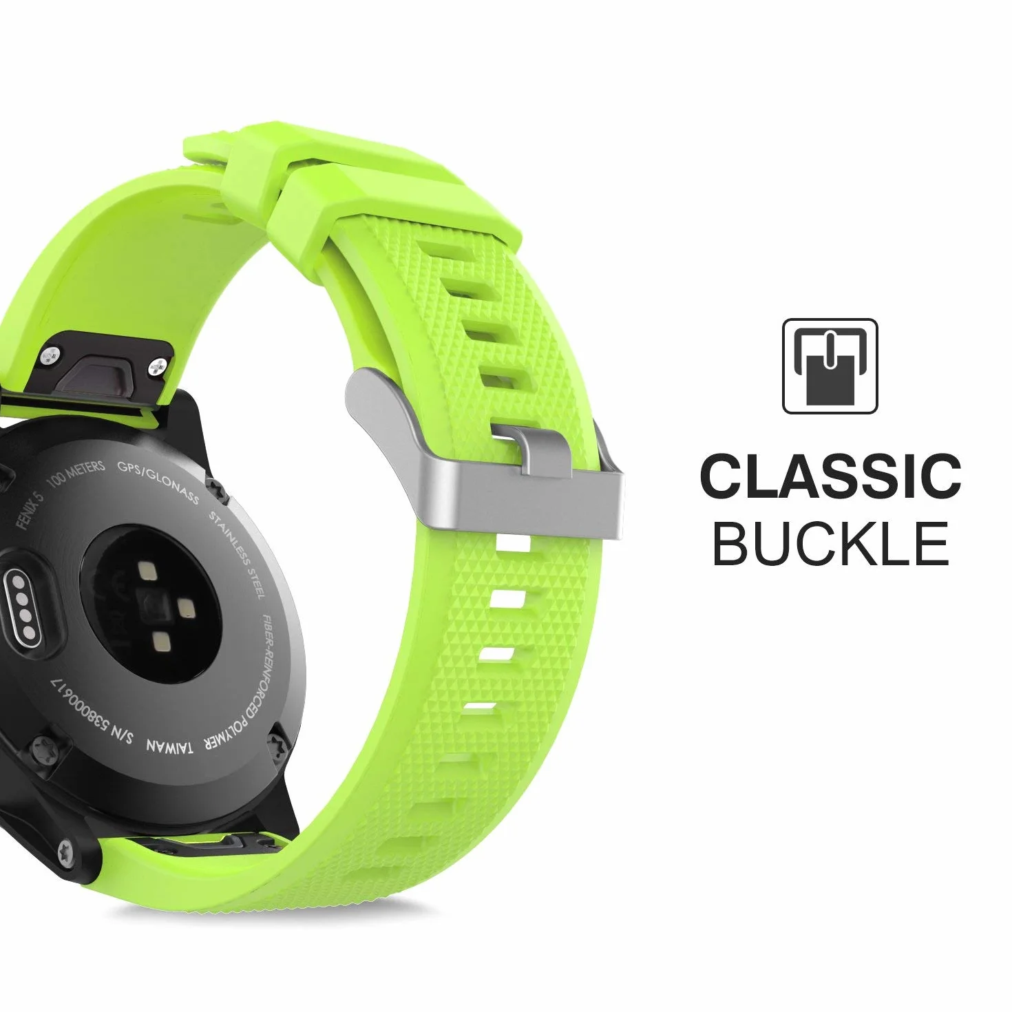 MoKo Silicone Replacement Sport Watch Band 22mm for Garmin Fenix 7/7 Pro/6/6 Pro/5/5 Plus/Forerunner 965/955/945/Instinct Solar/Instinct 2, Green
