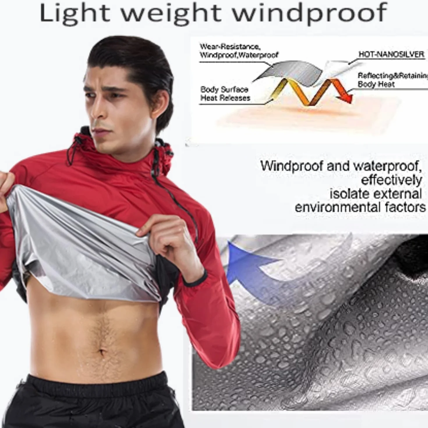 Sauna Jacket Sweat Hoodie for Men Weight Loss Sauna Suits Long Sleeve Shirt Workout Exercise Gym Boxing