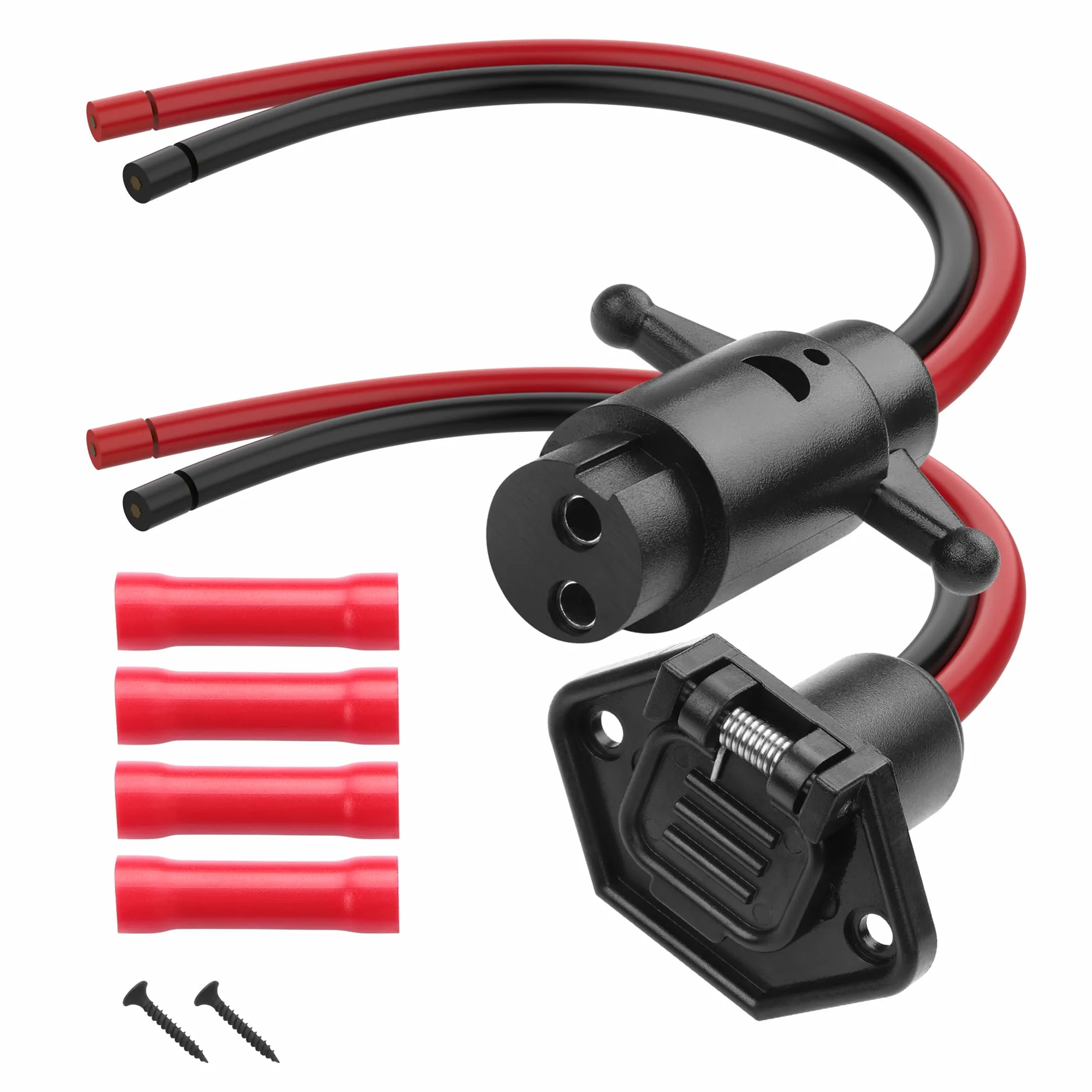 YACSEJAO 8AWG 12 V-24 V Trolling Motor Wtyczka i gniazdo Kit Marine-Grade Power Connector z wężem termokurczliwym do łodzi basowych, kajaków, silników trollingowych