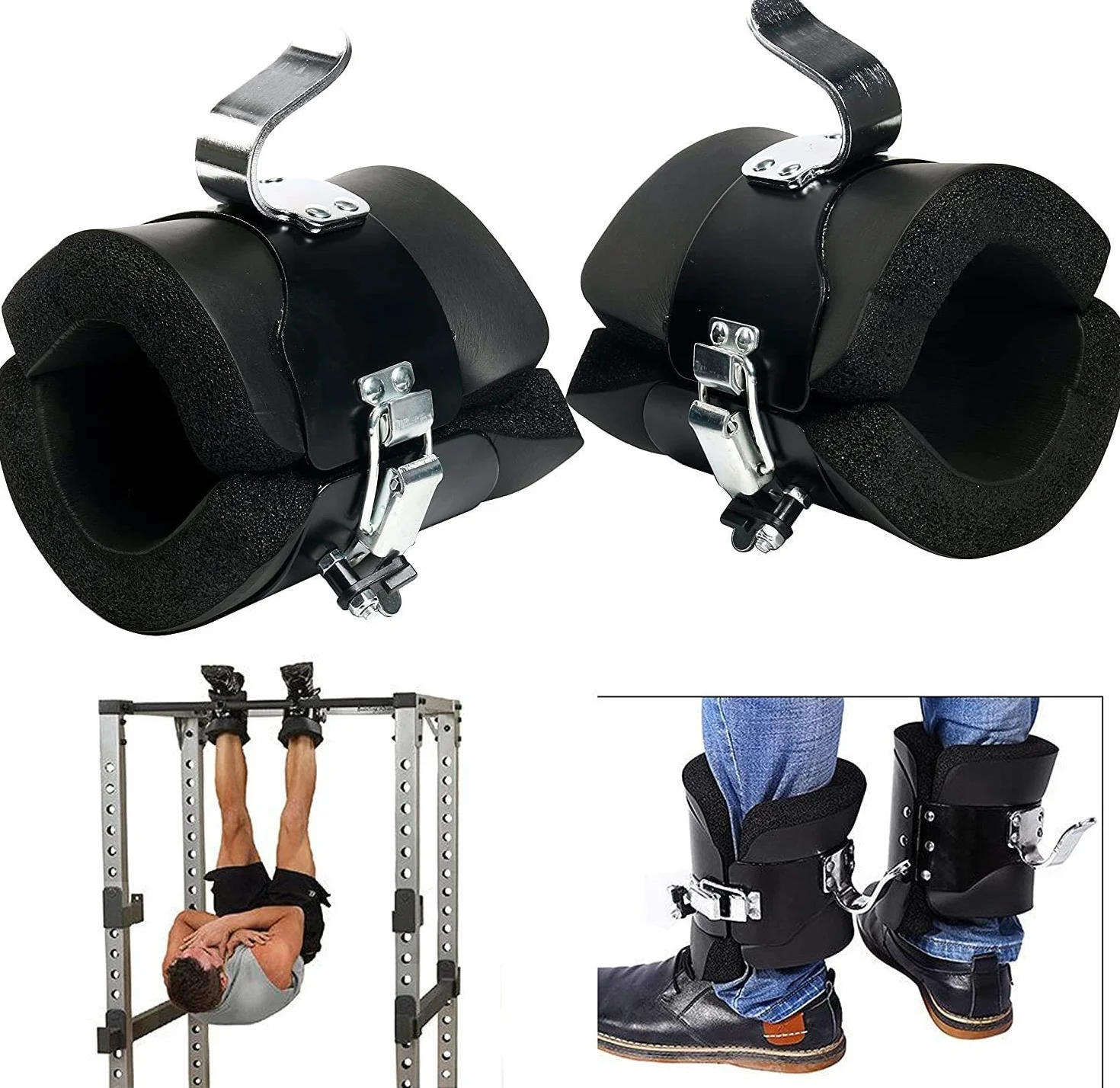 Buty grawitacyjne do wzmacniania mięśni core i łagodzenia bólu pleców – inwersyjny przyrząd fitness z drążkiem do stania na rękach i haczykami do ćwiczeń brzucha