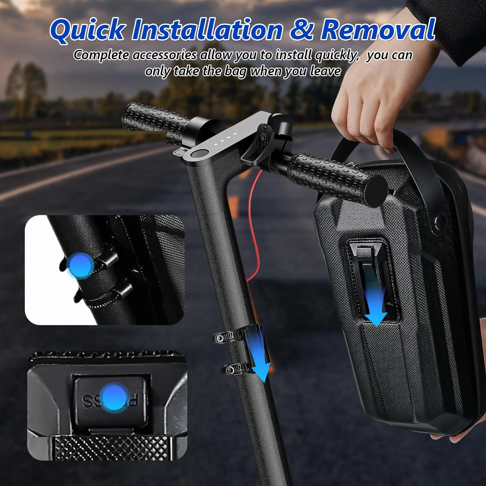 Flintronic Torba do przechowywania hulajnogi elektrycznej, 2 l, twarda skorupa, przednie torby, wodoodporna torba na kierownicę hulajnogi do Mijia M365 Pro Segway Ninebot E ES1/2/3/4