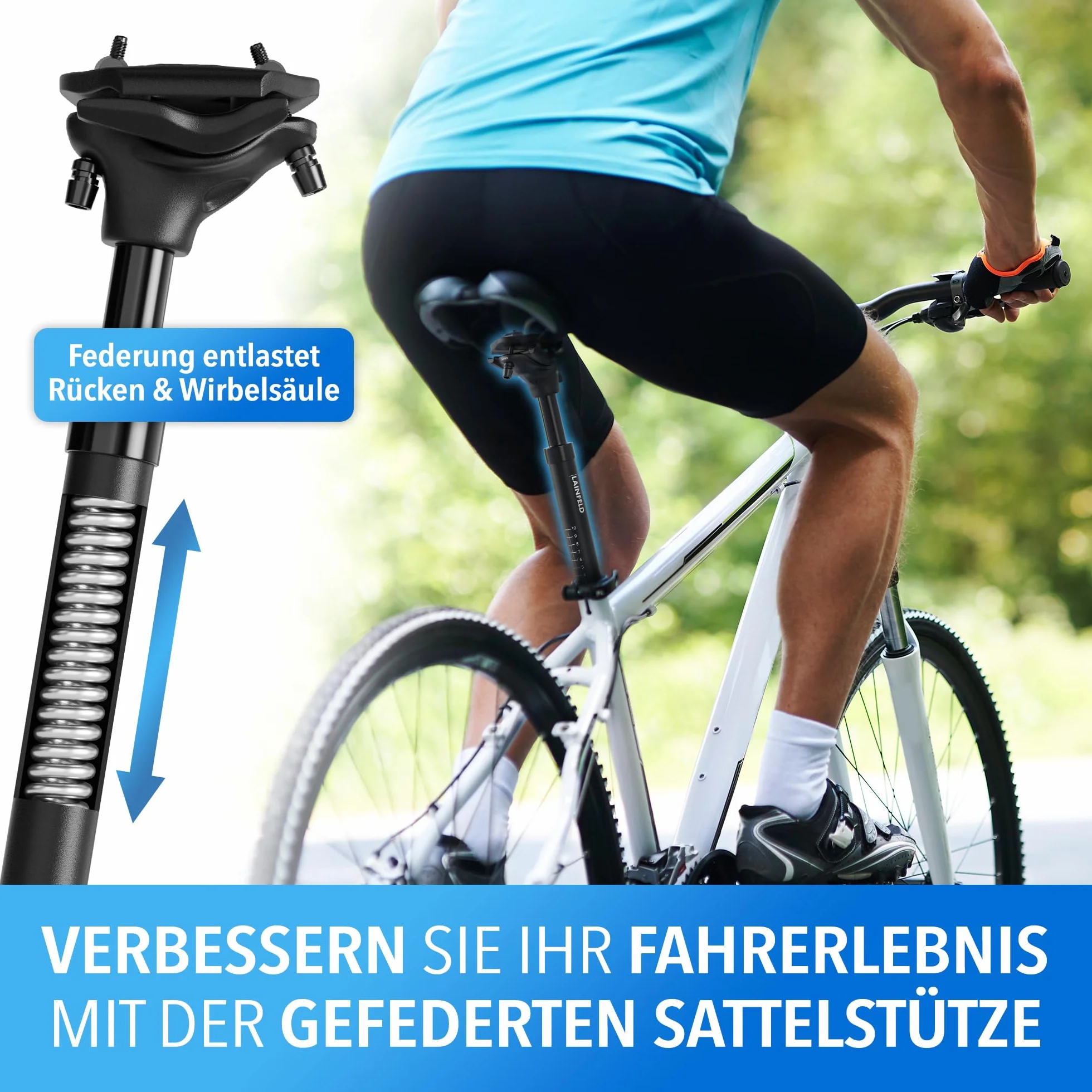 LAINFELD Sztyca podsiodłowa sprężynowa 27,2 mm 30,9 mm 31,6 mm regulowana MTB E-Bike