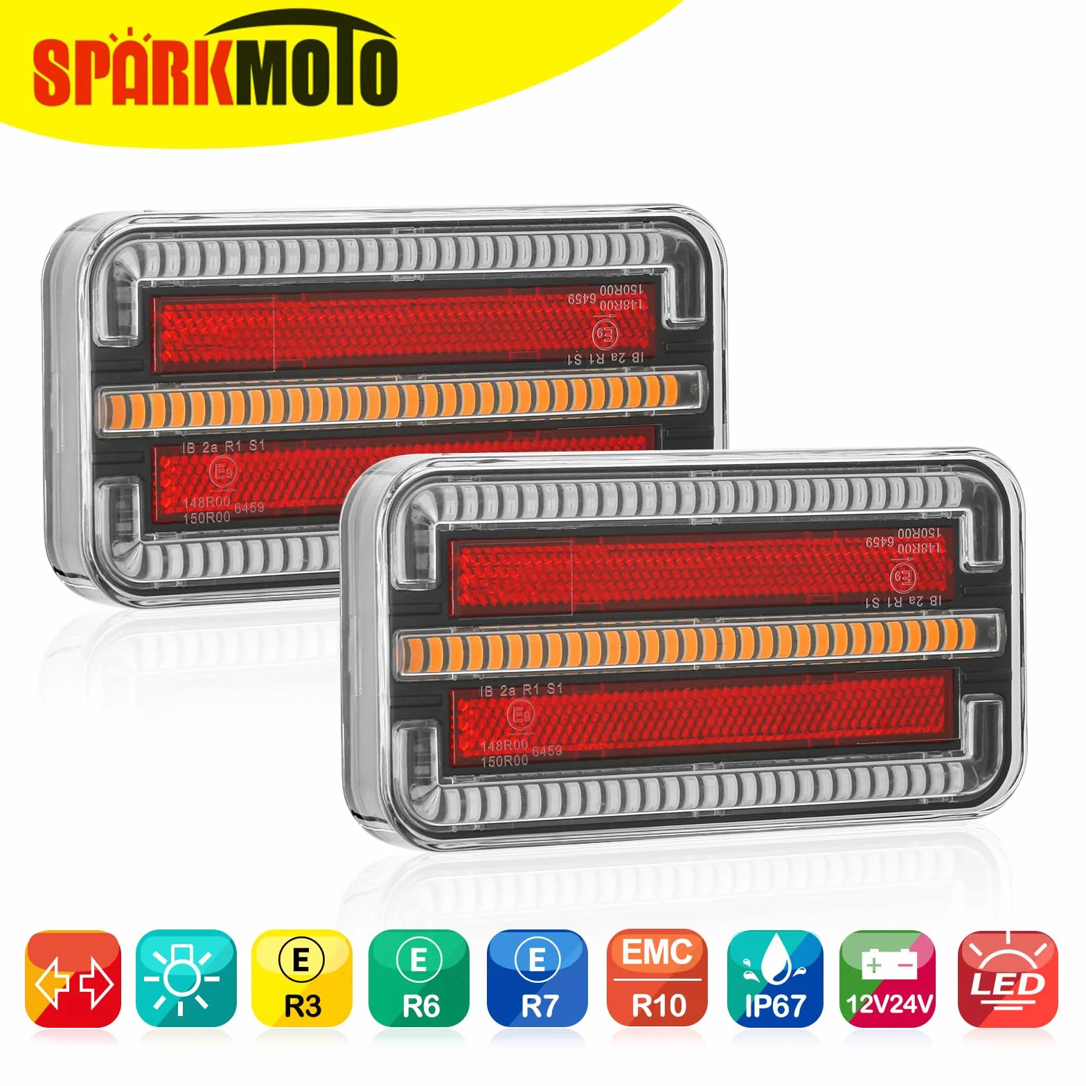 Prostokątne tylne światła LED przyczepa 12V 24V uniwersalne oświetlenie tylne LED zatapialne