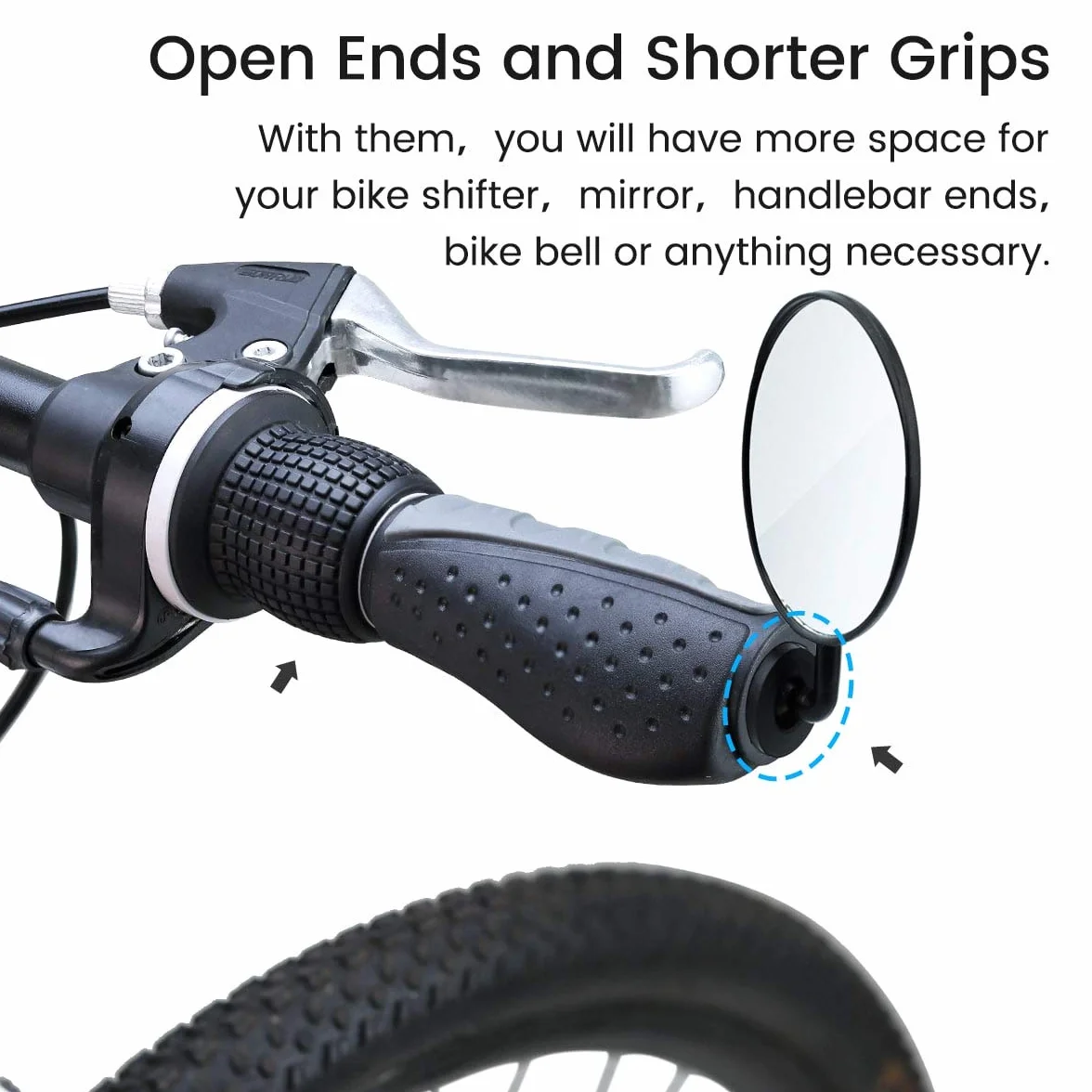 PRUNUS Ergonomiczne krótkie chwyty rowerowe, chwyty kierownicy rower z obrotową przerzutką, 22mm chwyty kierownicy rowerowej do MTB-roweru górskiego, BMX, roweru składanego, roweru miejskiego, roweru