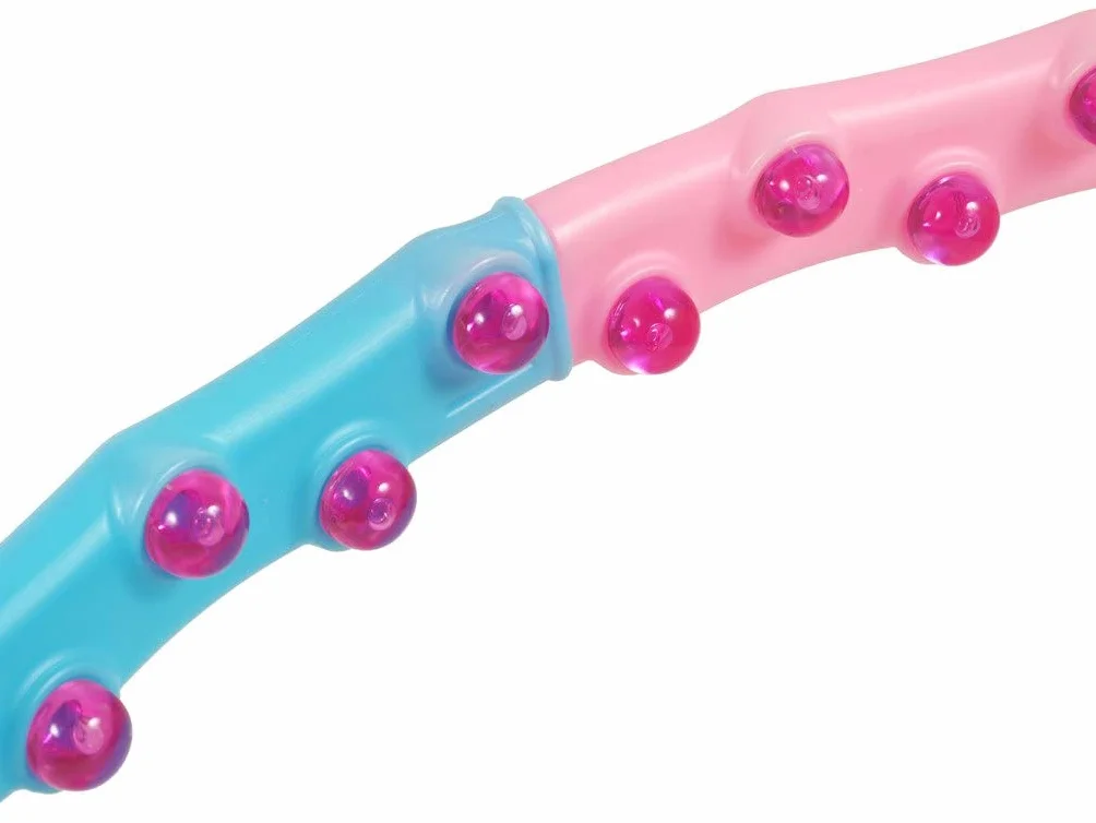 Obręcz hula hop z wypustkami do masażu 110 cm 1,25 kg 8 segmentów Niebieski/Różowy