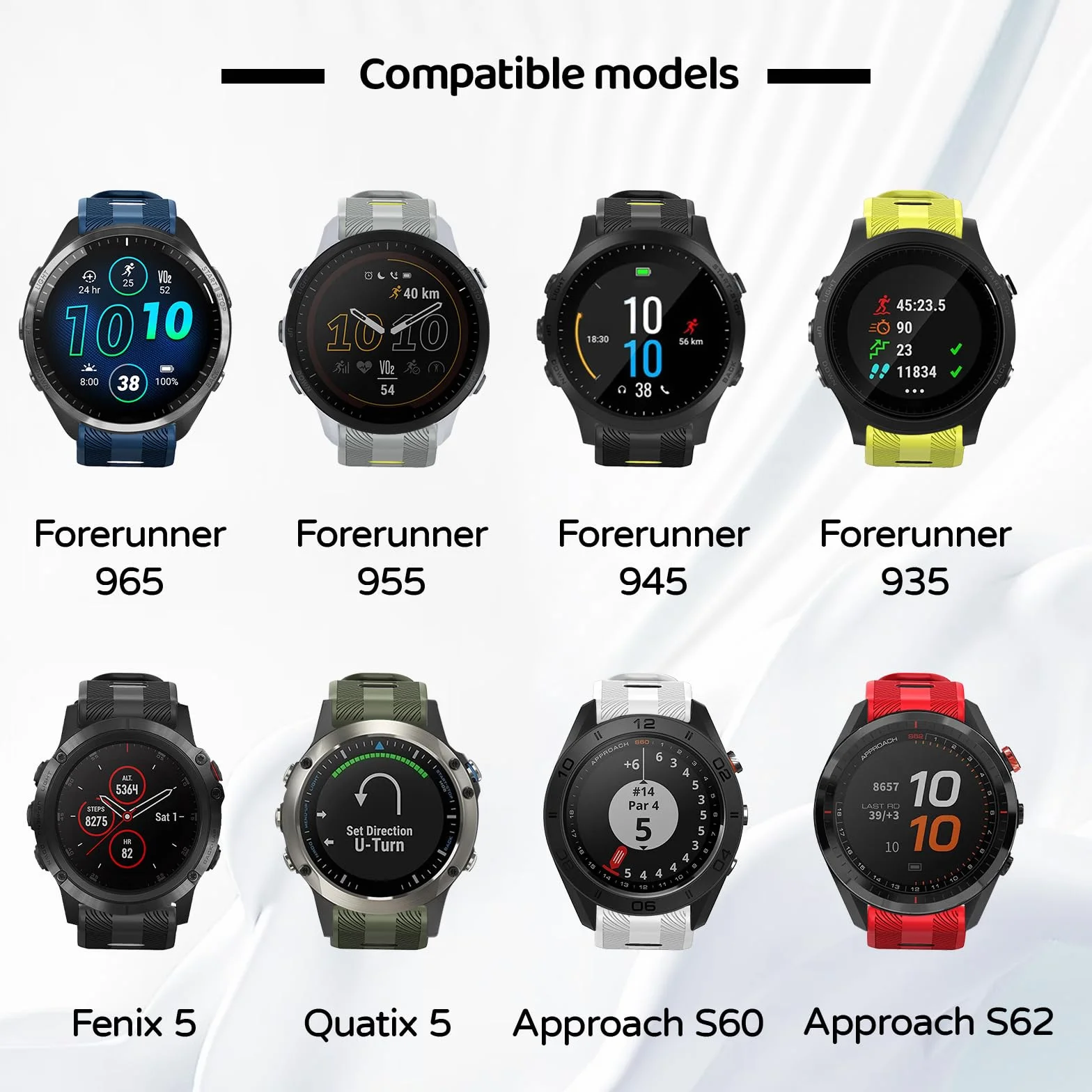 Pasek do zegarka Garmin Forerunner 965, Forerunner 955, Forerunner 945, Forerunner 935, miękki silikonowy 22 mm, paski zastępcze