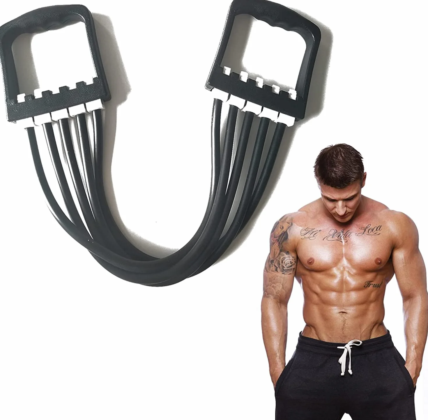 Regulowany Przedłużacz klatki piersiowej, Fitness Muskulation Extender, Ćwiczący napinacz mięśni, Trening Pectoral Expander, do treningu fizycznego, rozszerzania mięśni klatki piersiowej (czarny)