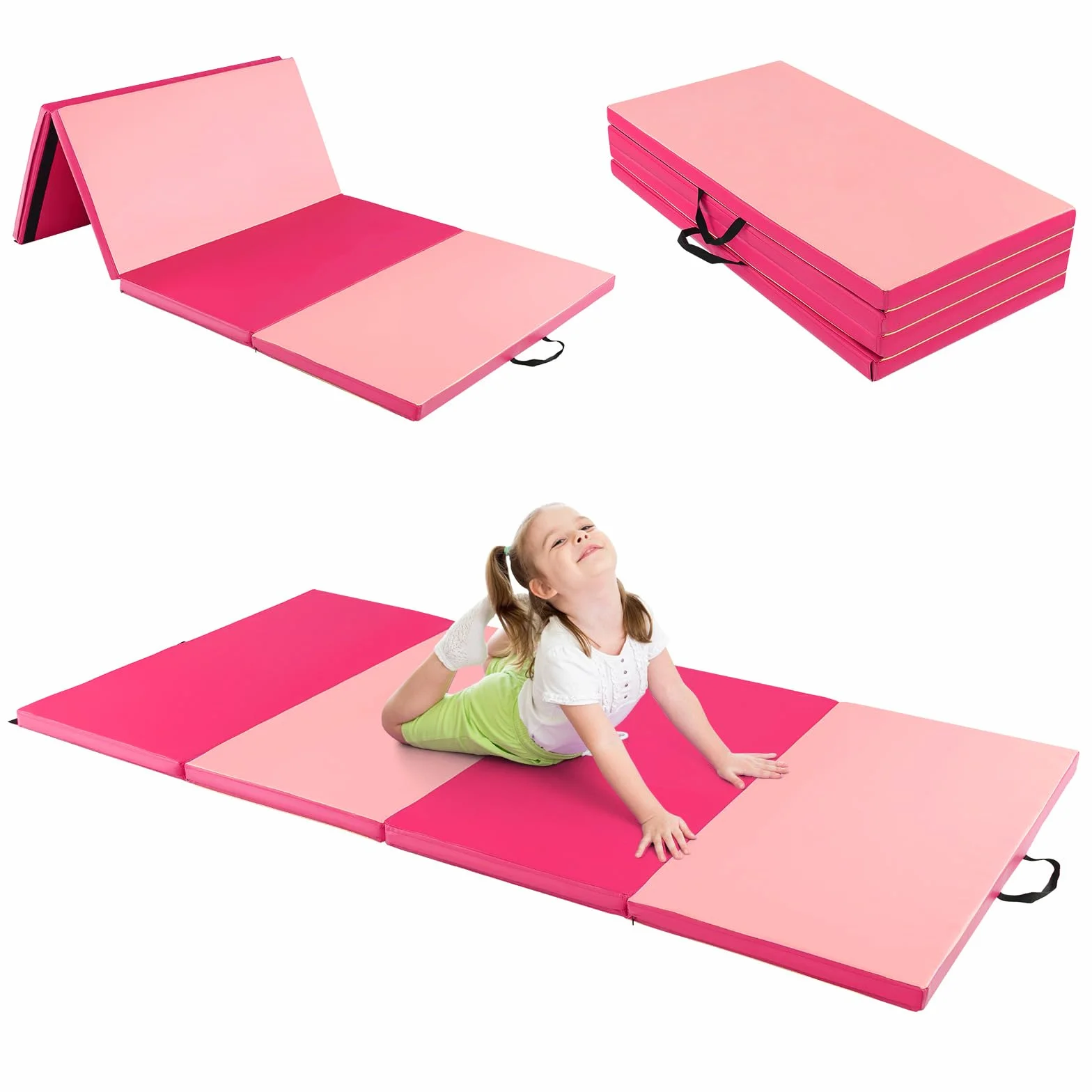 COSTWAY 240 x 120 x 5 cm, miękka mata podłogowa, składana, mata do jogi z zapięciem na rzepy i 2 uchwytami do noszenia, mata gimnastyczna, składana mata do fitnessu, gimnastyki, jogi, treningu w domu