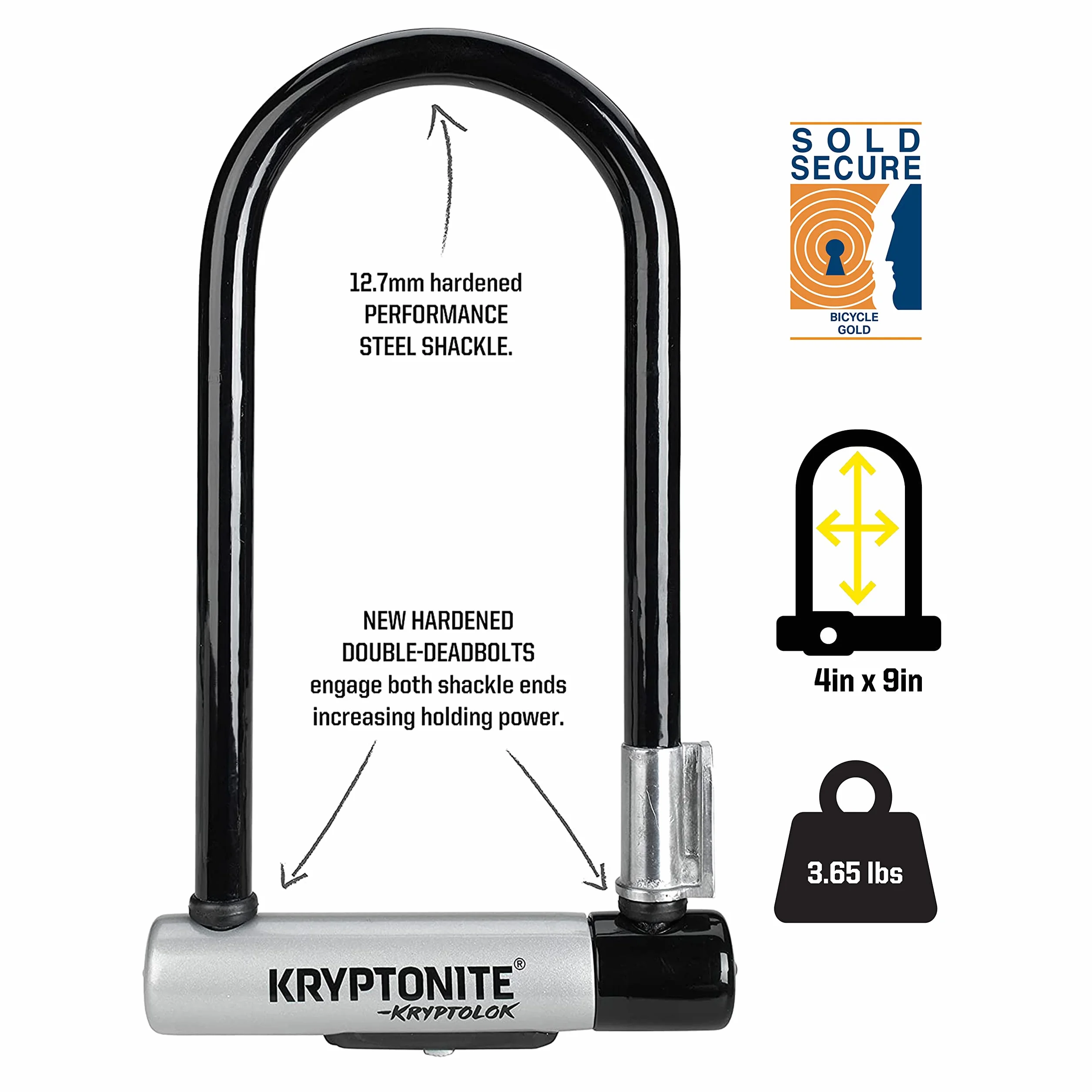 Kryptonite Kryptolok Standard Rowerowy U-Lock z 1,2 m Flex Cable