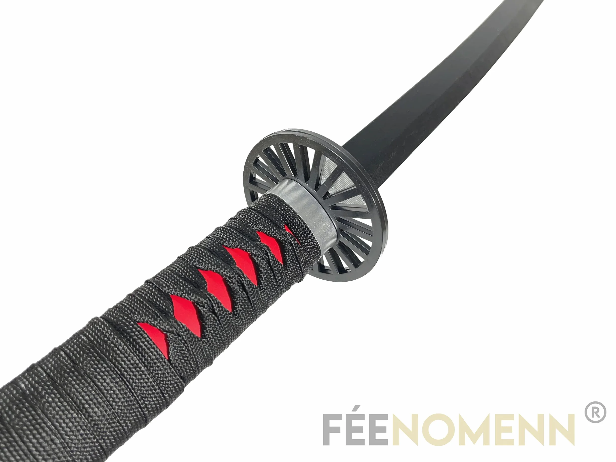 Katana Tanjiro Kamado Czarny Nichirin - Miecz Drewniany Ostrze - Japoński Stojak W zestawie