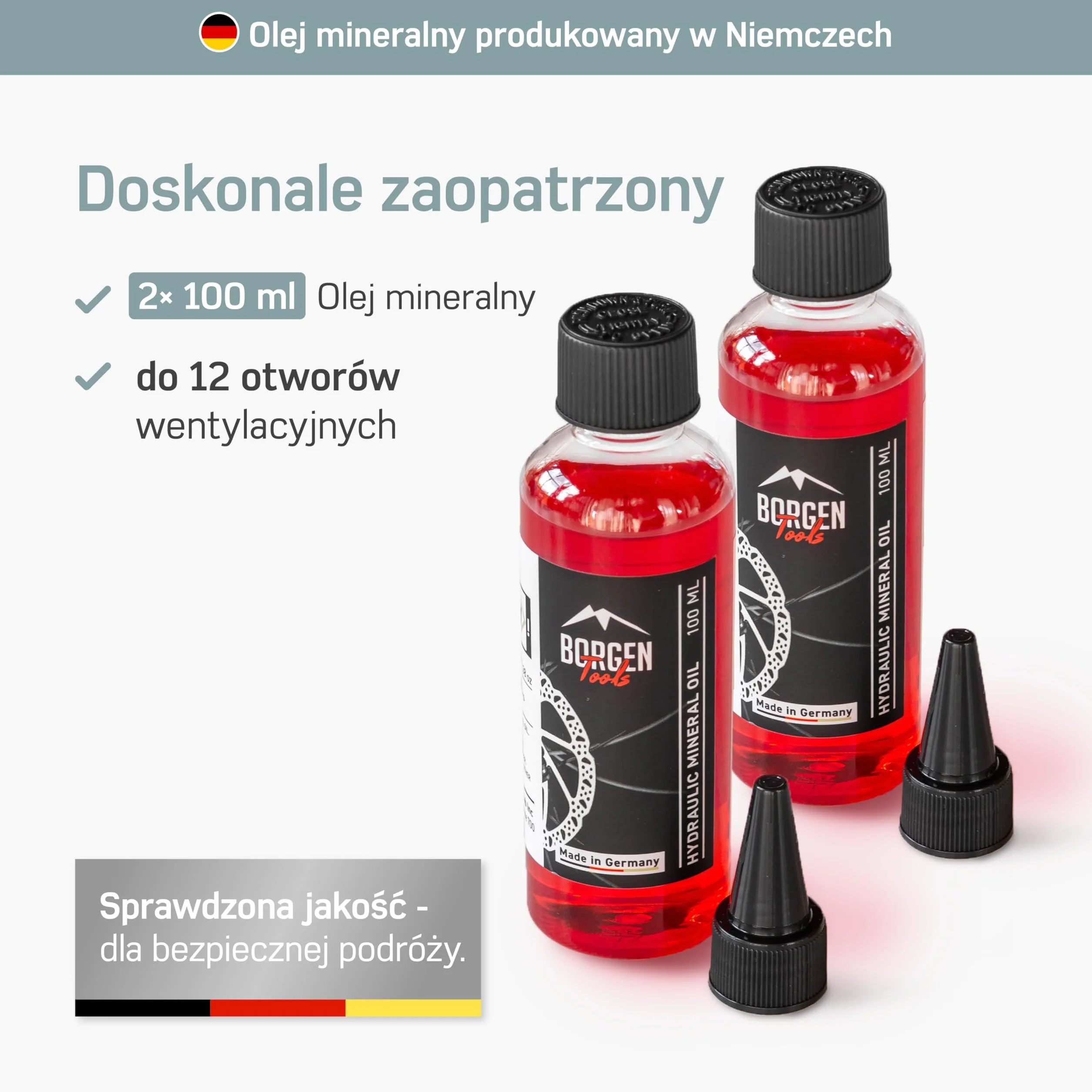 Borgen PRO Brake Bleed Kit zestaw odpowietrzający do Shimano Tektro TRP z olejem mineralnym 2× płyn hamulcowy
