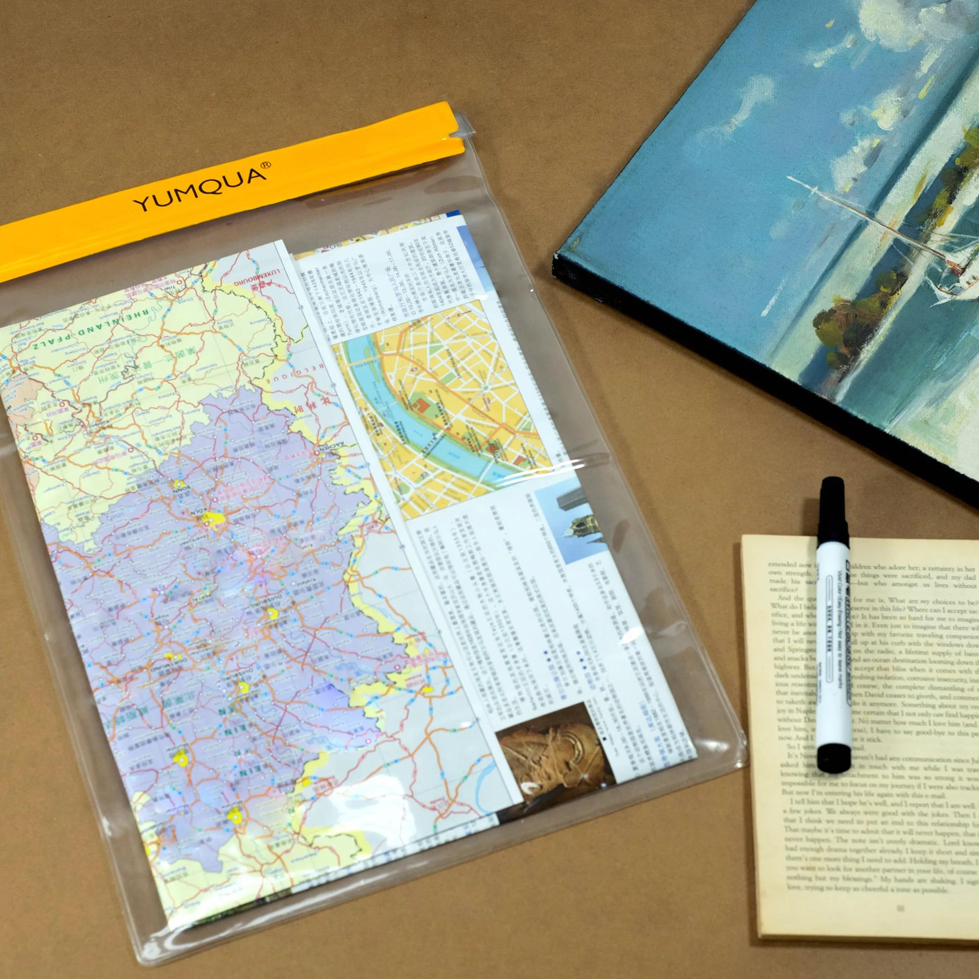 YUMQUA Przezroczyste wodoodporne torby, duży rozmiar, zestaw 3 sztuk, wodoszczelny uchwyt na dokumenty mapę aparatu telefonu komórkowego, tabletu, pasuje do kajakarstwa, pływania łodzią, wędrówek,