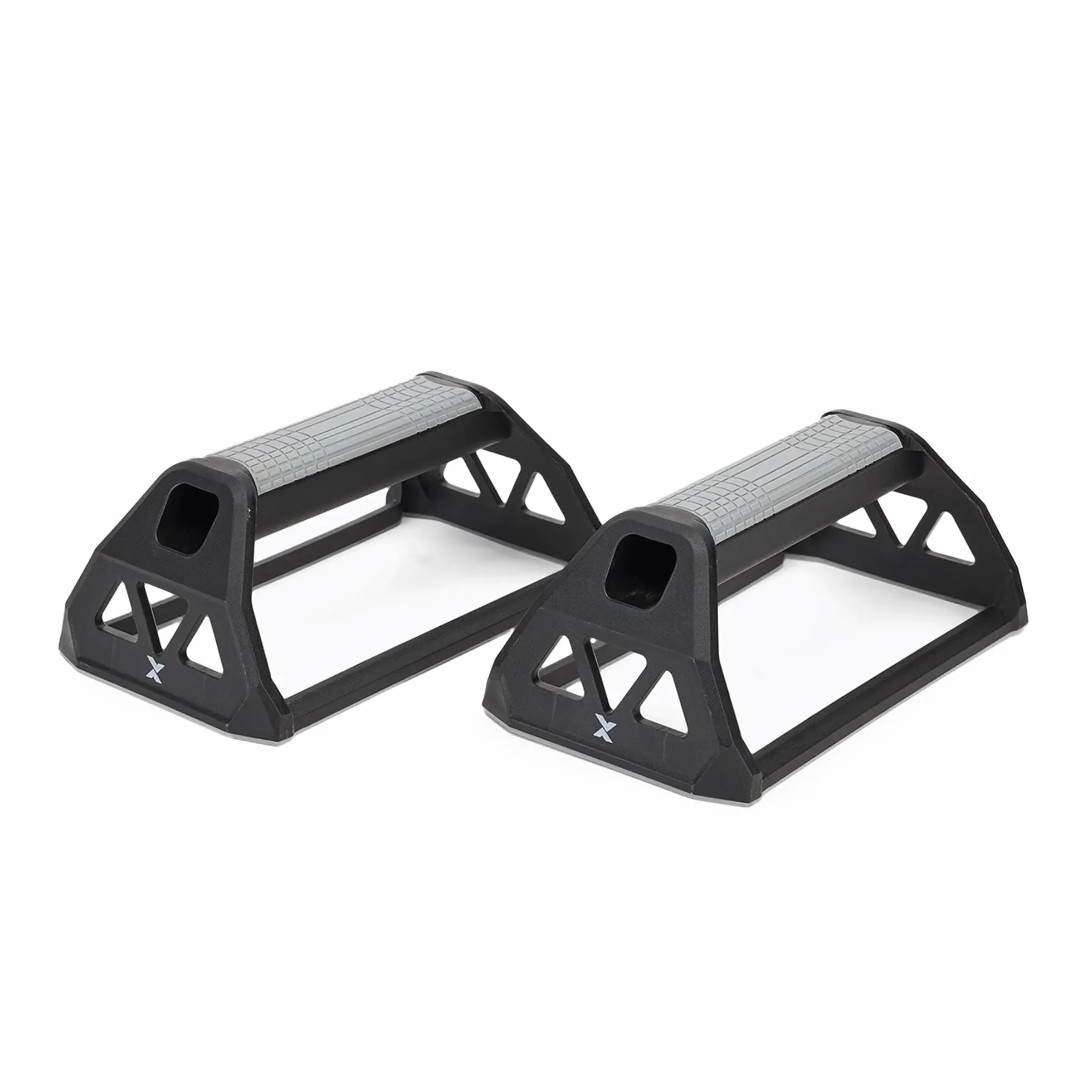 TREXO Uchwyty do pompek w kolorze czarnym, 19 x 11 x 8 cm, stabilne, antypoślizgowe dno, wykonane z wytrzymałego polipropylenu (PP) i TPR, poprawia efektywność treningu siłowego i wytrzymałościowego