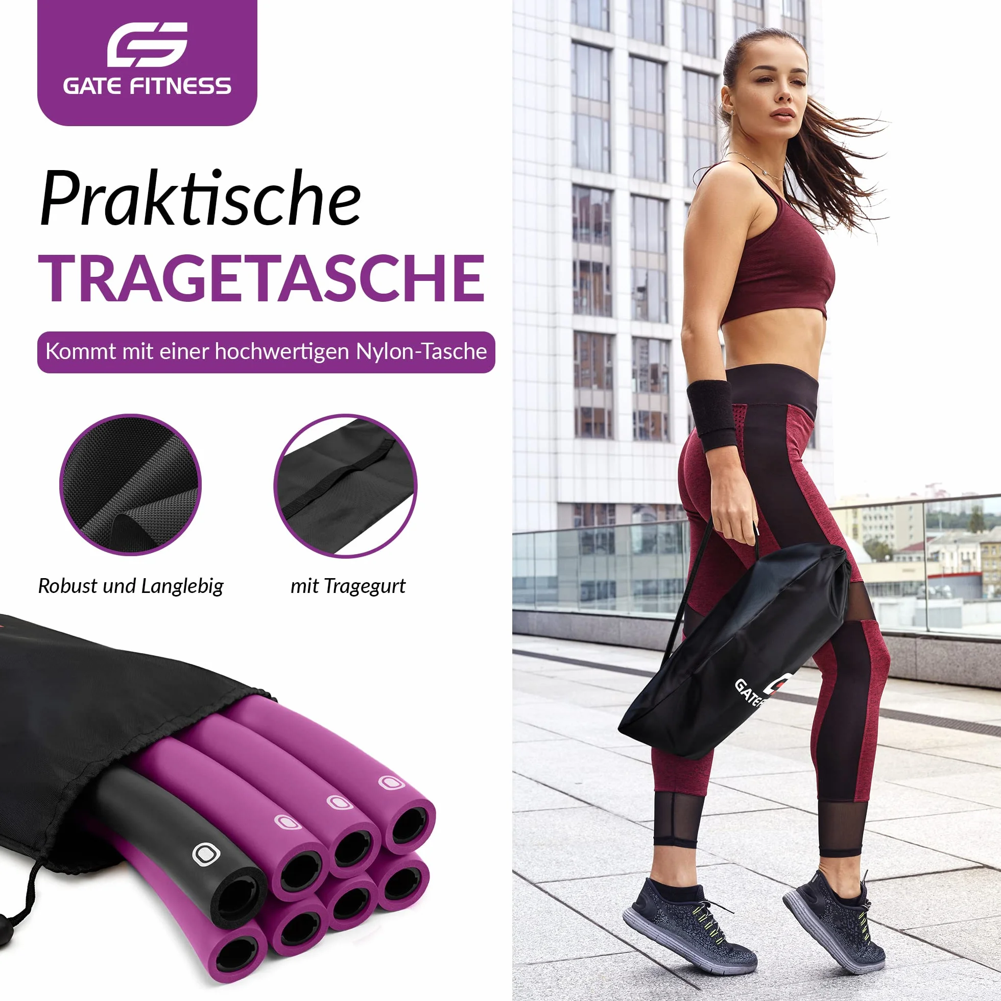 GATE FITNESS Hula Hop dla dorosłych i dzieci, odchudzanie, 1,2-2 kg, 6-8 segmentów, wzór falisty, pianka