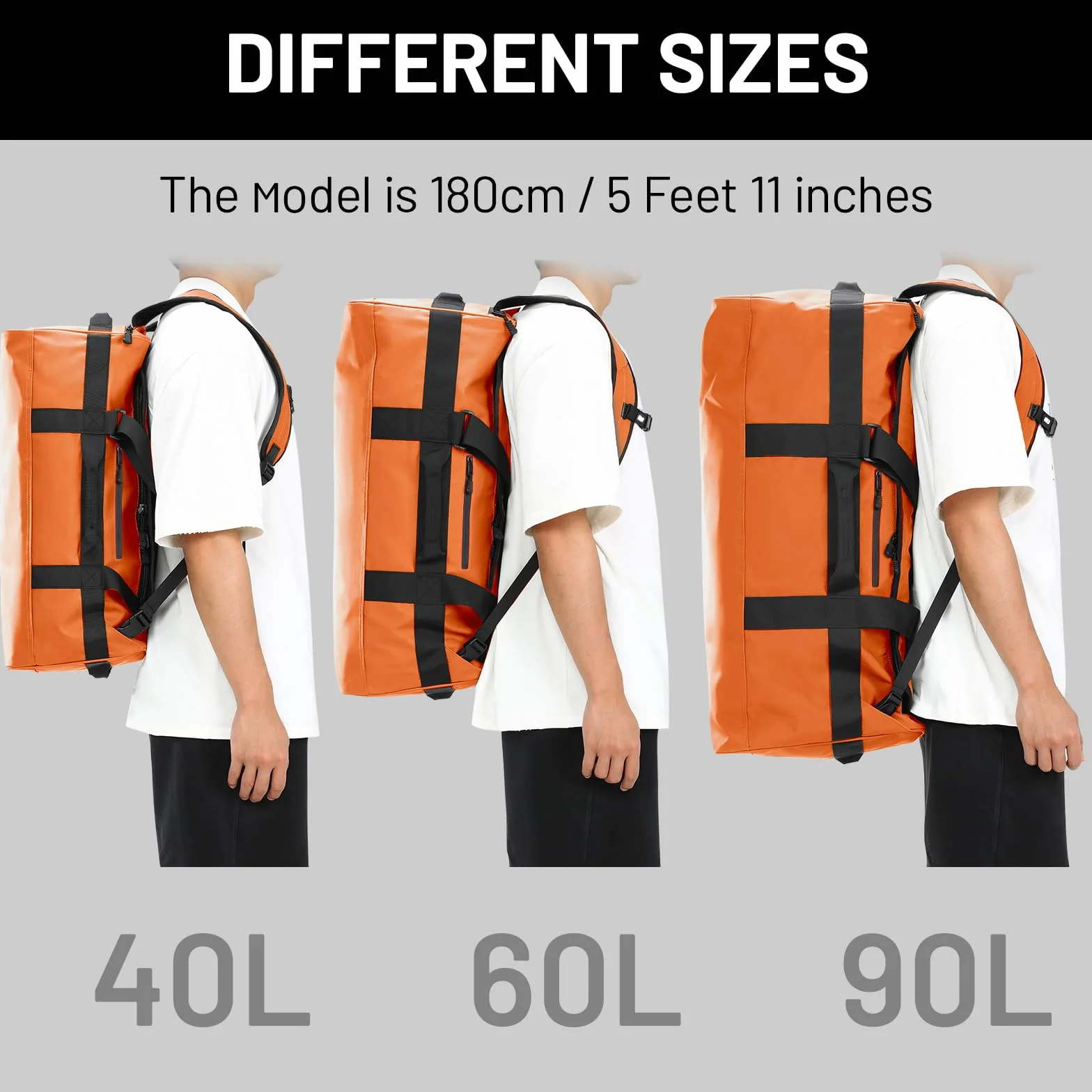 MIER torba sportowa dla mężczyzn, wodoszczelna, duża, wytrzymała, torba podróżna, przeznaczona na siłownię, sport, podróże, torba Duffle, 40L/60L/90L, z plecakiem, paskami i kieszenią na buty