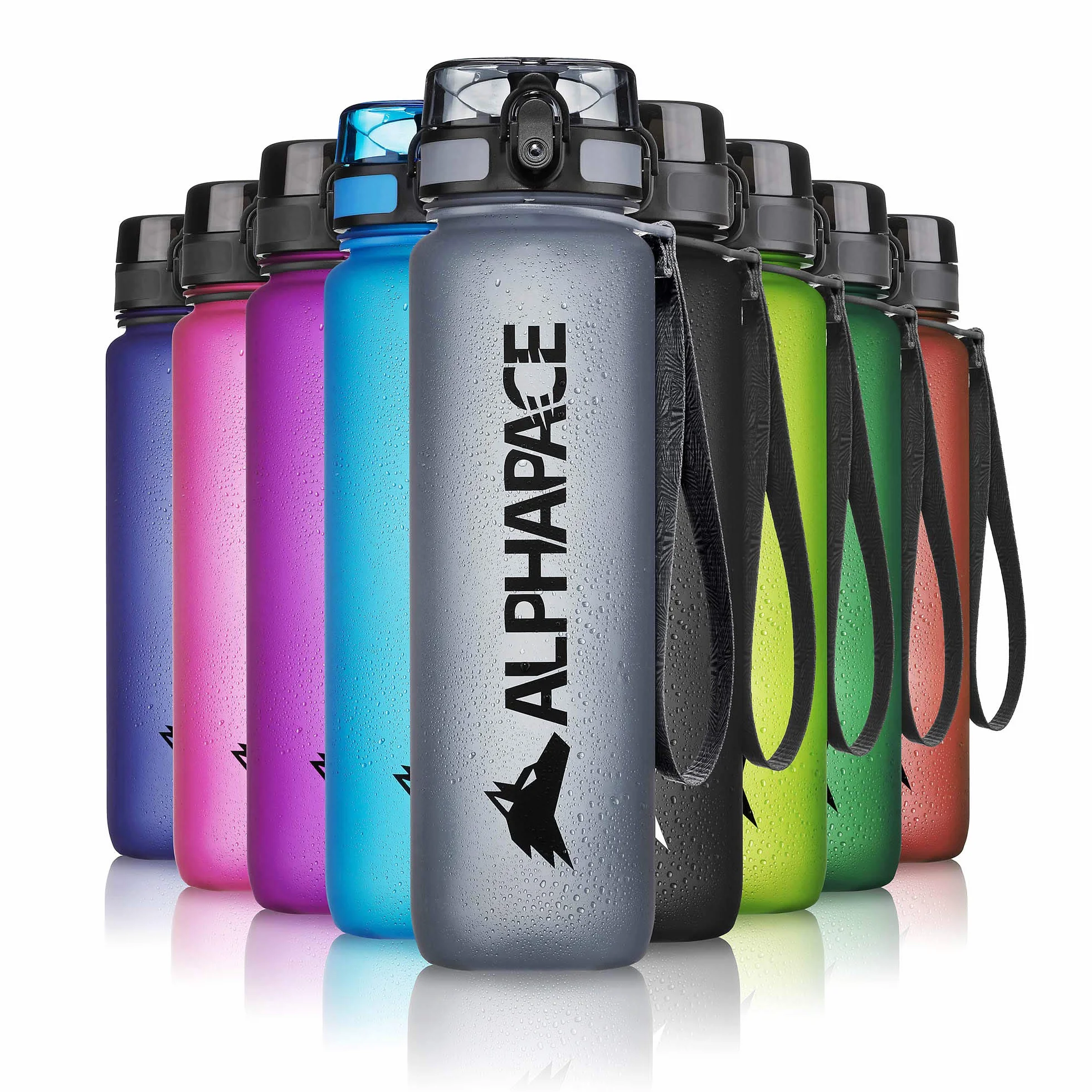 ALPHAPACE Bidon sportowy – szczelna butelka sportowa na wodę, wolna od BPA, do jazdy na rowerze i sportów na świeżym powietrzu, z wkładką na owoce