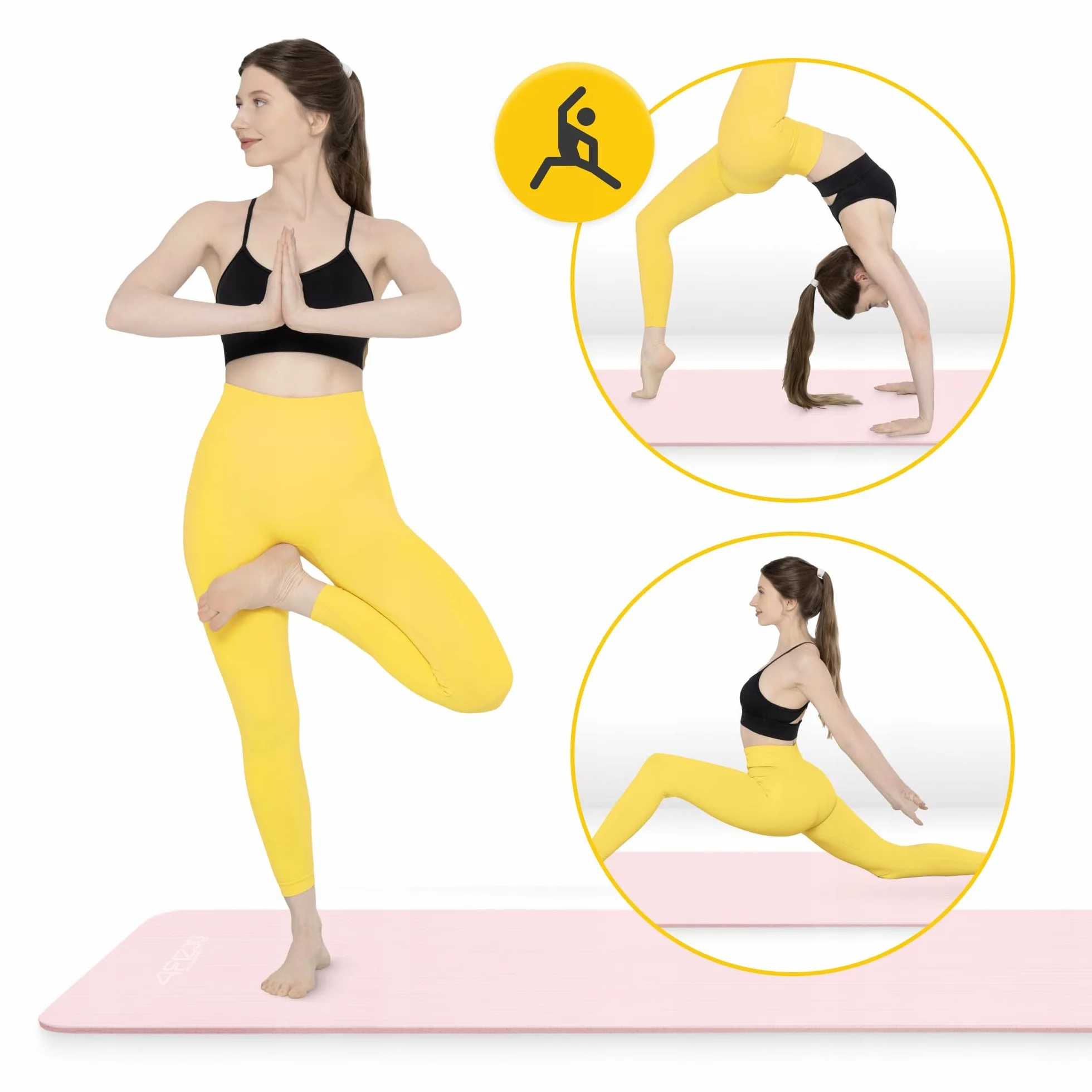 Mata do ćwiczeń joga gimnastyczna gruba 1 cm różowa
