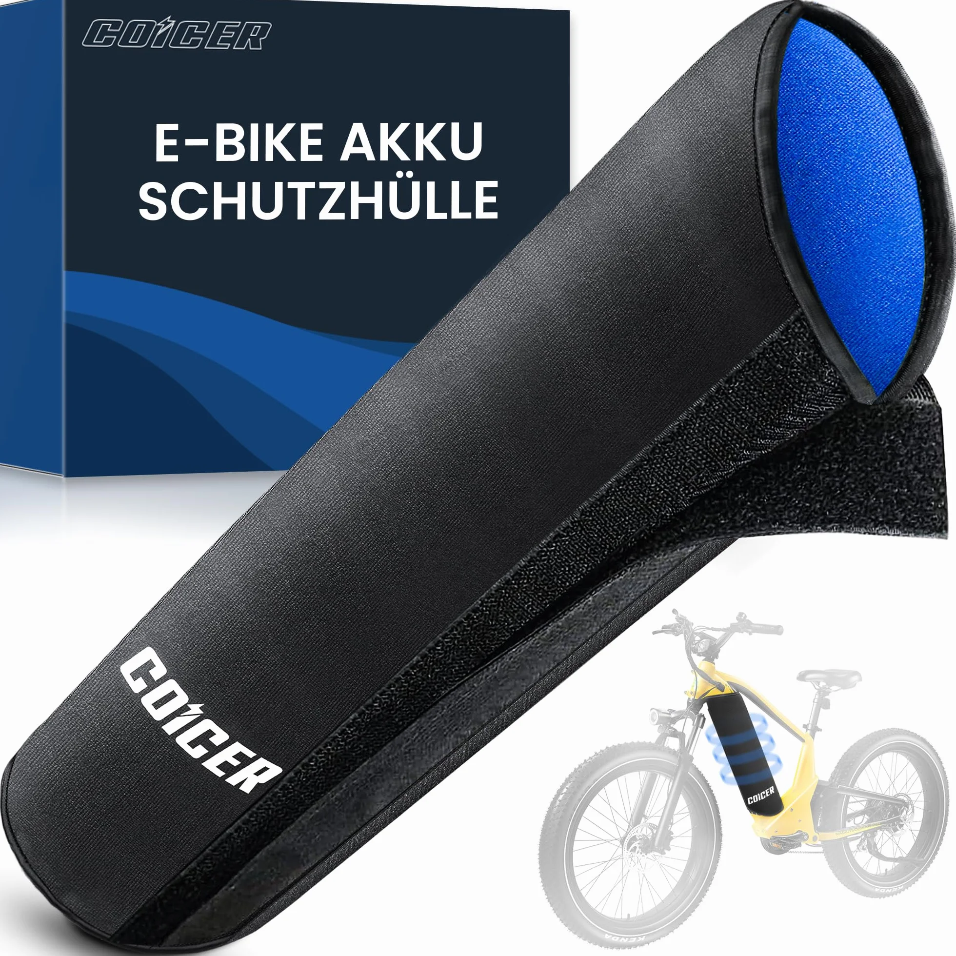 COICER Pokrowiec ochronny na akumulator do roweru elektrycznego, obwód 28-45 cm, ochrona transportu, ochrona roweru dla większego zasięgu, uniwersalne dopasowanie, pokrowiec na rower elektryczny do