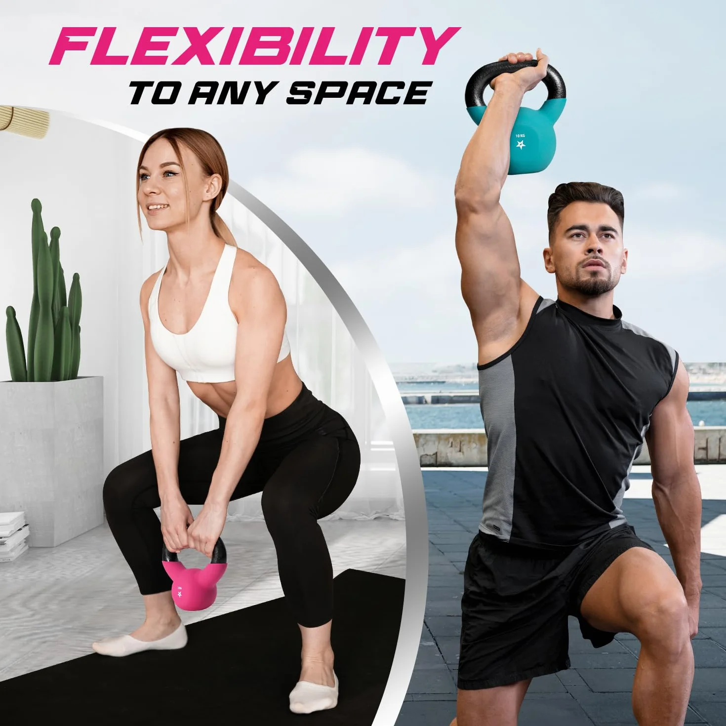 Yes4All DLKP Kettlebell ciężarki z powłoką neoprenową, do treningu siłowego, 2 kg, różowe
