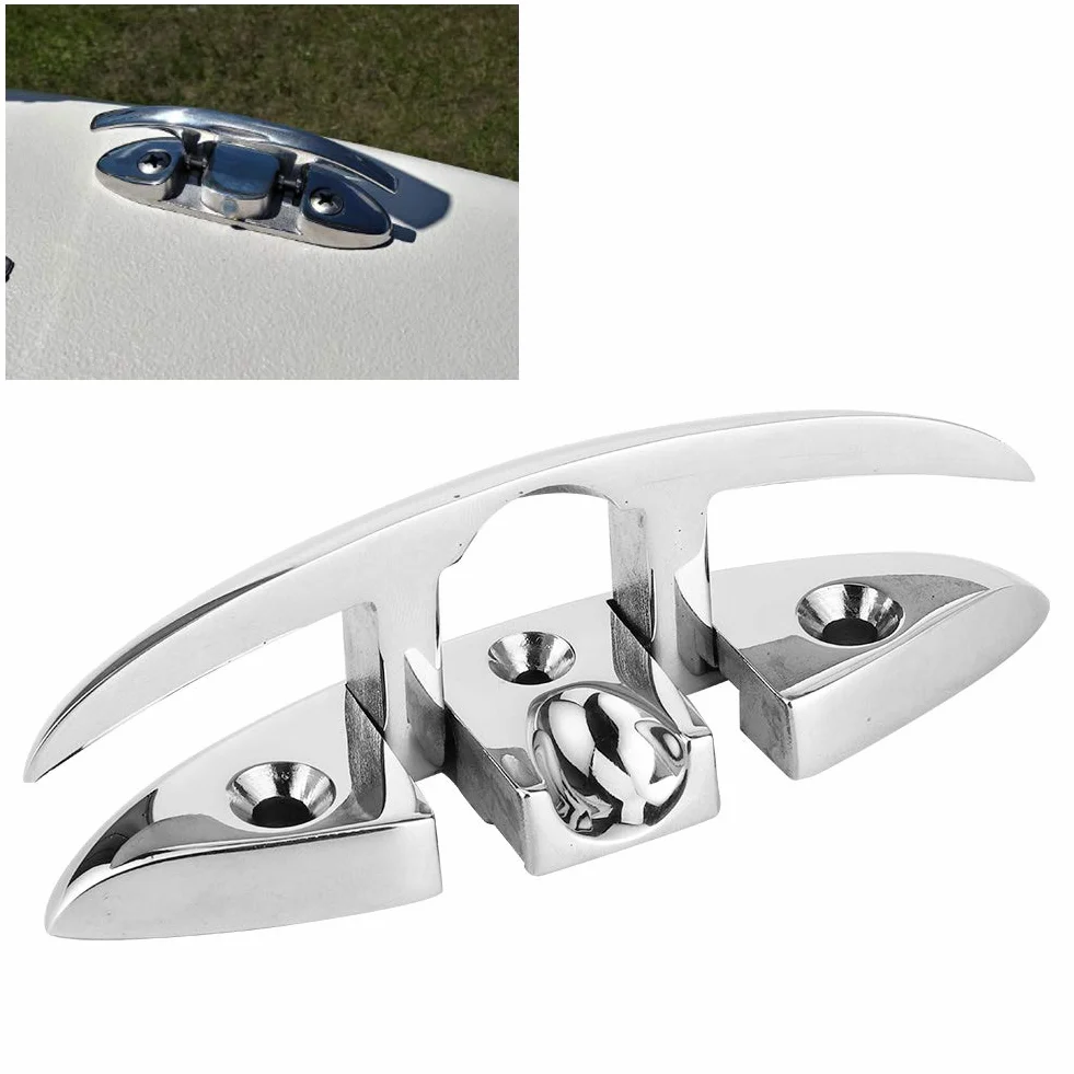 Akozon Knaga Dokująca Składana ze Stali Nierdzewnej 316 5 Cali 130x47 mm Sprzęt do Łodzi