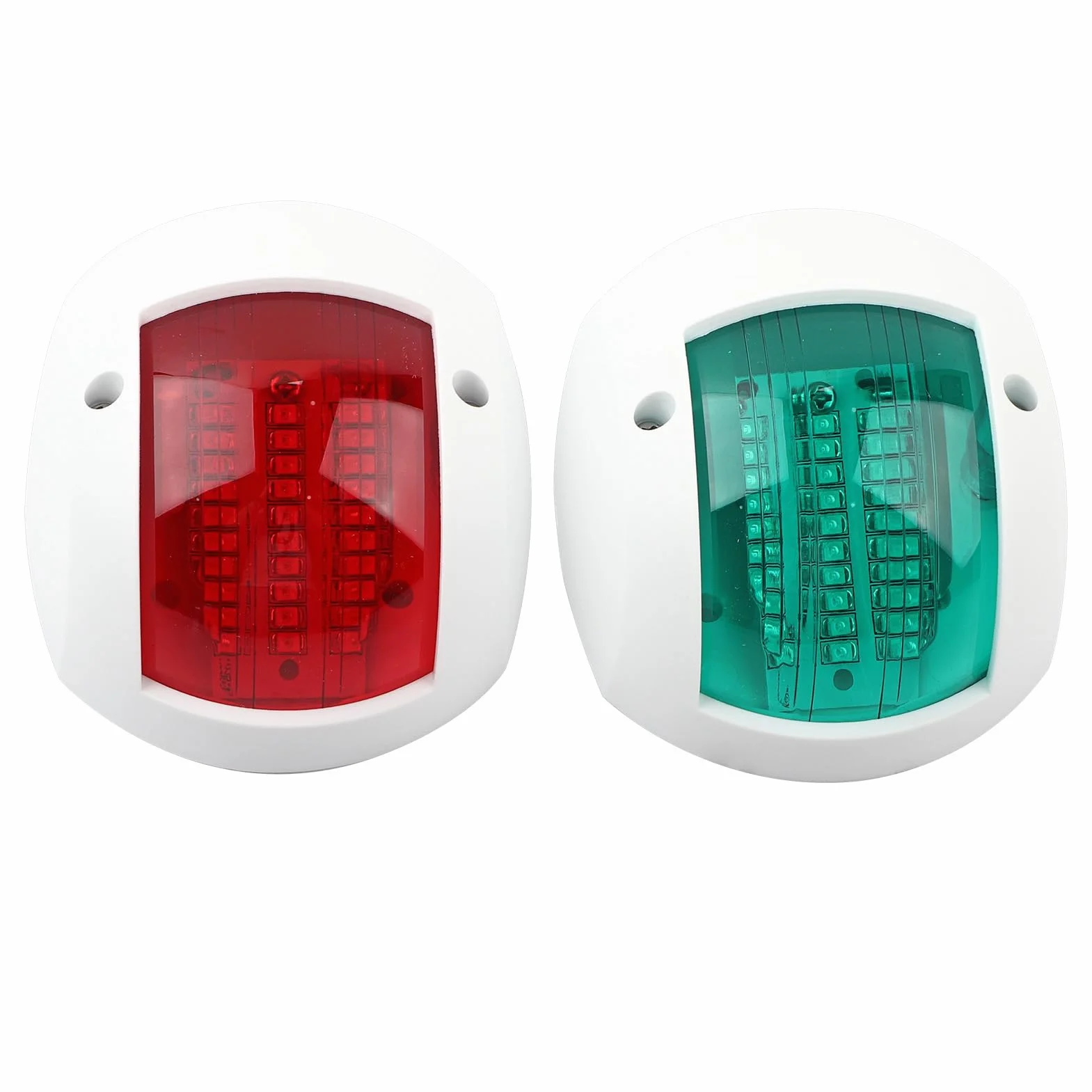 Qiilu Para świateł nawigacyjnych LED łodzi, czerwona zielona sferyczna lampa sygnalizacyjna, wodoodporna DC12V-24V 3W
