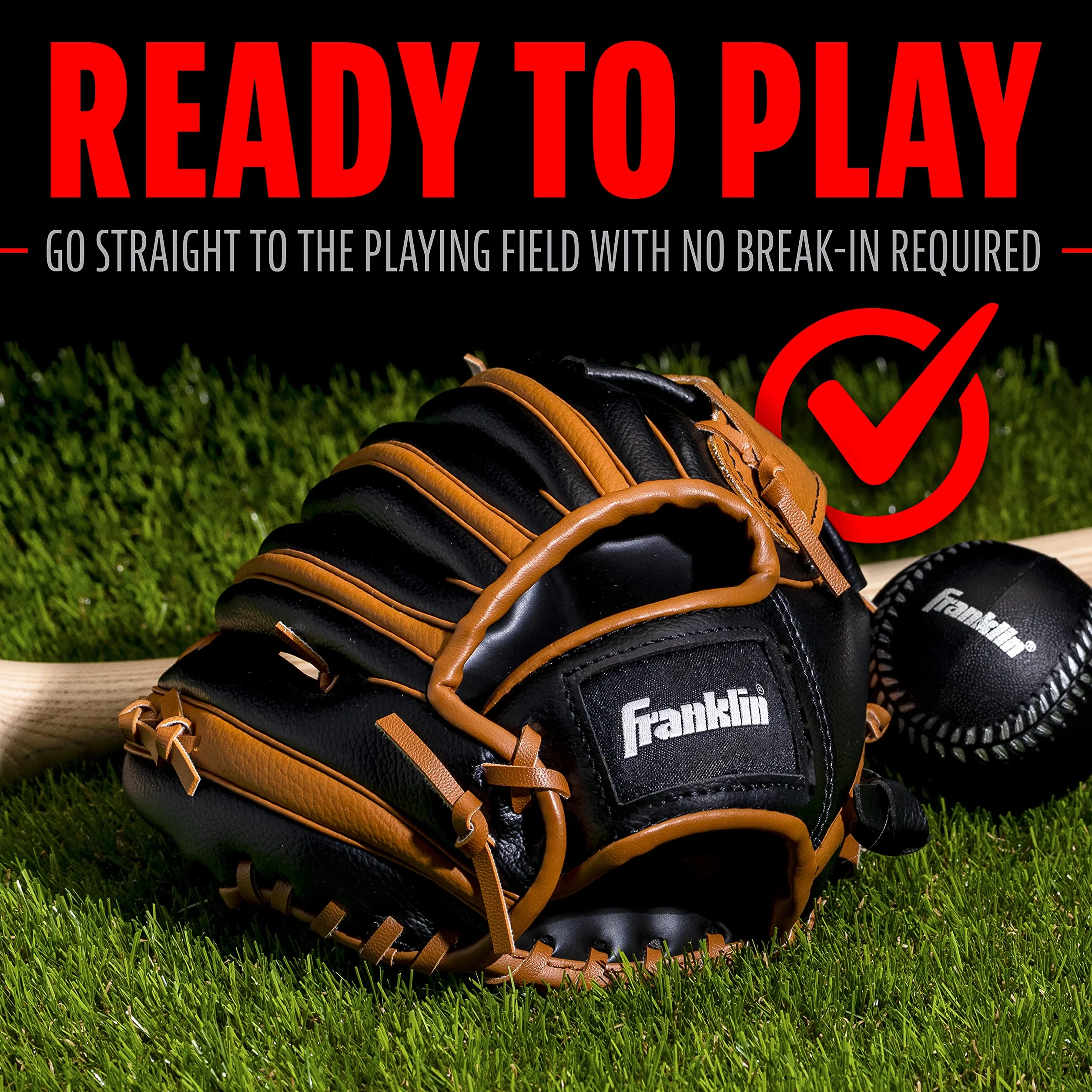 Franklin Sports RTP Youth Teeball zestaw rękawiczek baseballowych dla chłopców i dziewcząt, 24 cm