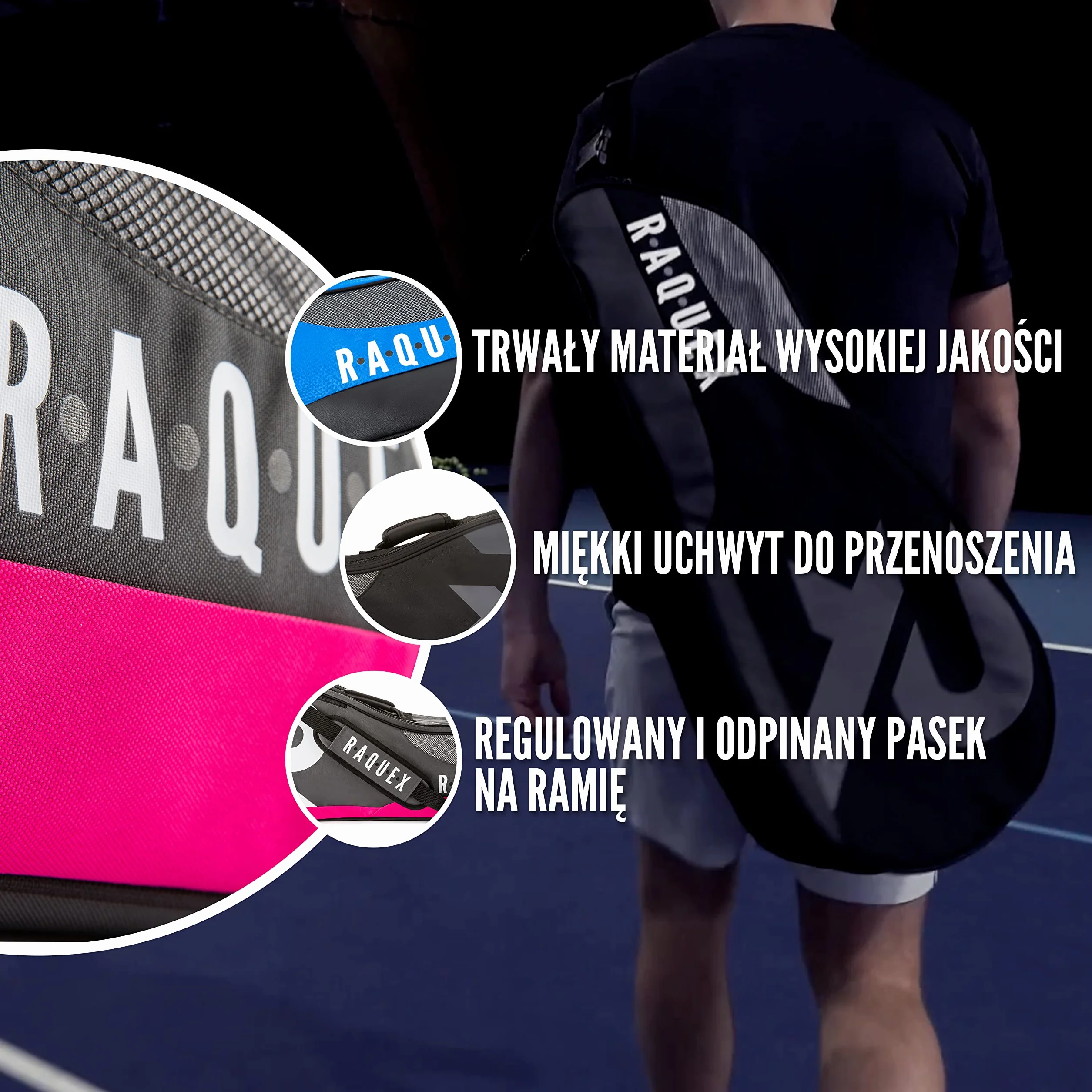 Raquex 6 Racket Bag – Pokrowiec na rakiety do tenisa, squasha i badmintona. Mieści maksymalnie 6 rakiet, akcesoria i tenisówki