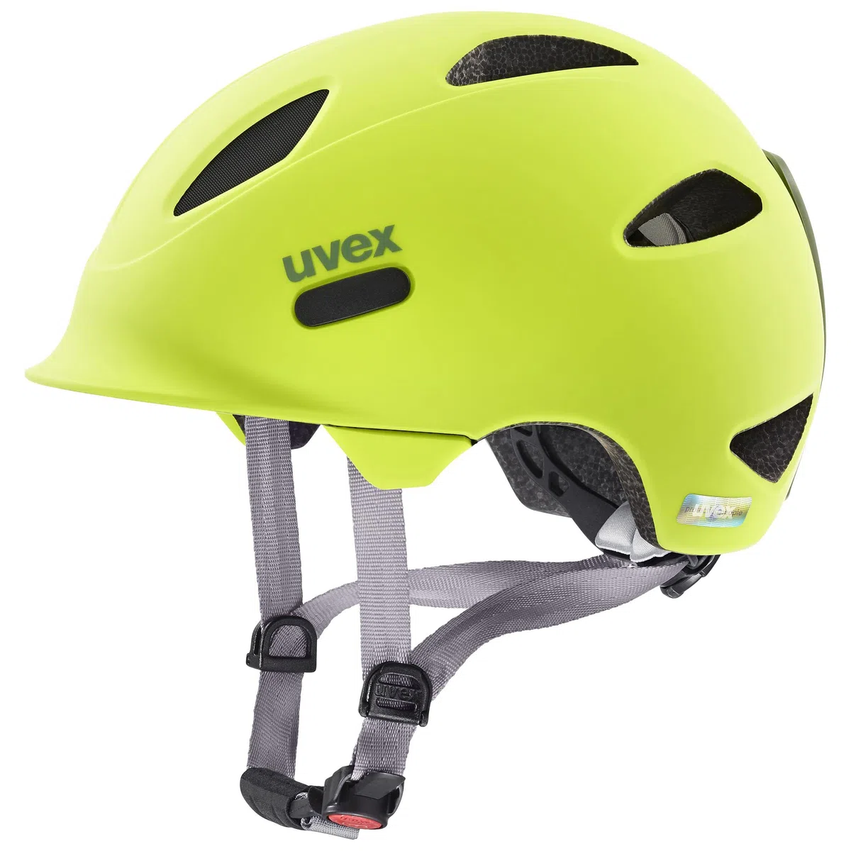 uvex oyo - lekki kask rowerowy dla dzieci - indywidualna regulacja wielkości - możliwość zainstalowania światła LED - neon yellow-moss green matt - 50-54 cm