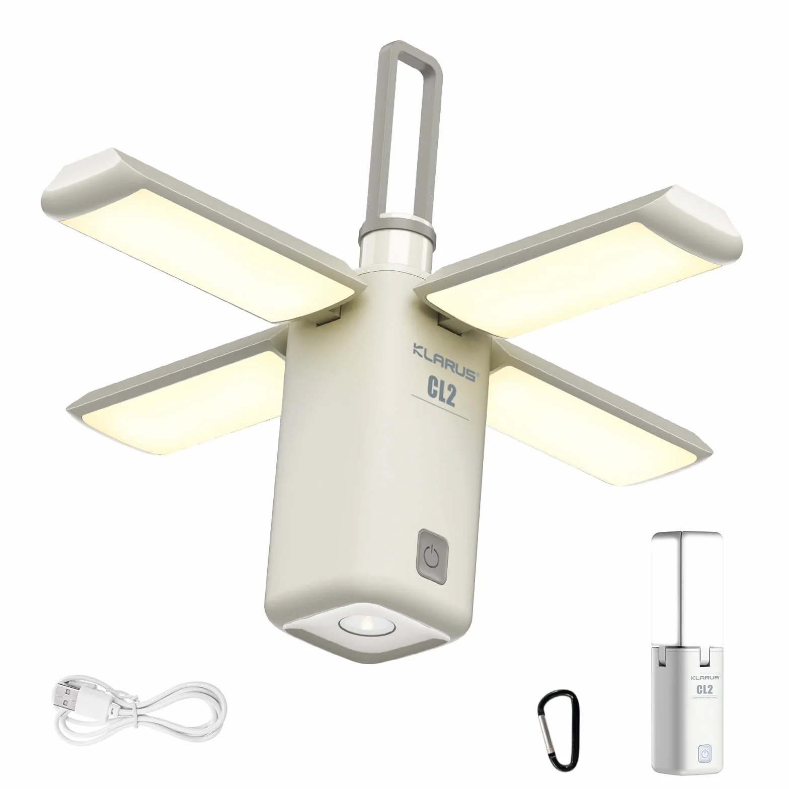 KLARUS CL2 Wielofunkcyjna latarnia kempingowa, ładowalna lampa kempingowa 10000 mAh, składana lampa kempingowa 750 lumenów z 8 trybami światła, wodoodporna latarnia LED IPX5 do namiotów na zewnątrz