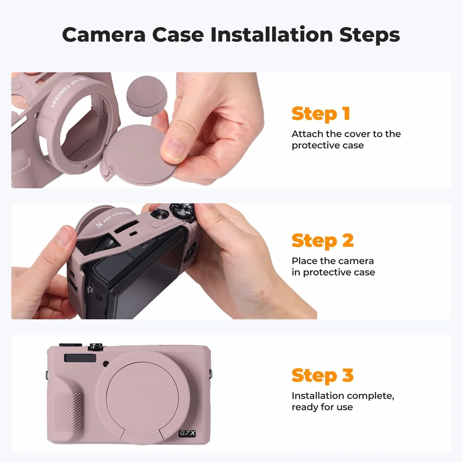 Etui ochronne K&F CONCEPT do aparatu Canon G7X Mark III, szaro-fioletowe, miękkie silikonowe etui do aparatu cyfrowego G7X Mark III z odłączaną osłoną obiektywu, odporne na zarysowania, o smukłym dopa