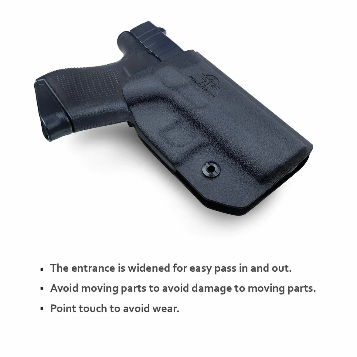 POLE.CRAFT G43x Kabura OWB Kydex do G43/G43X (Gen 3-5) Zewnątrz pasa Carry z Klipsem 1.5-2 cala, Czarny, Prawa Ręka