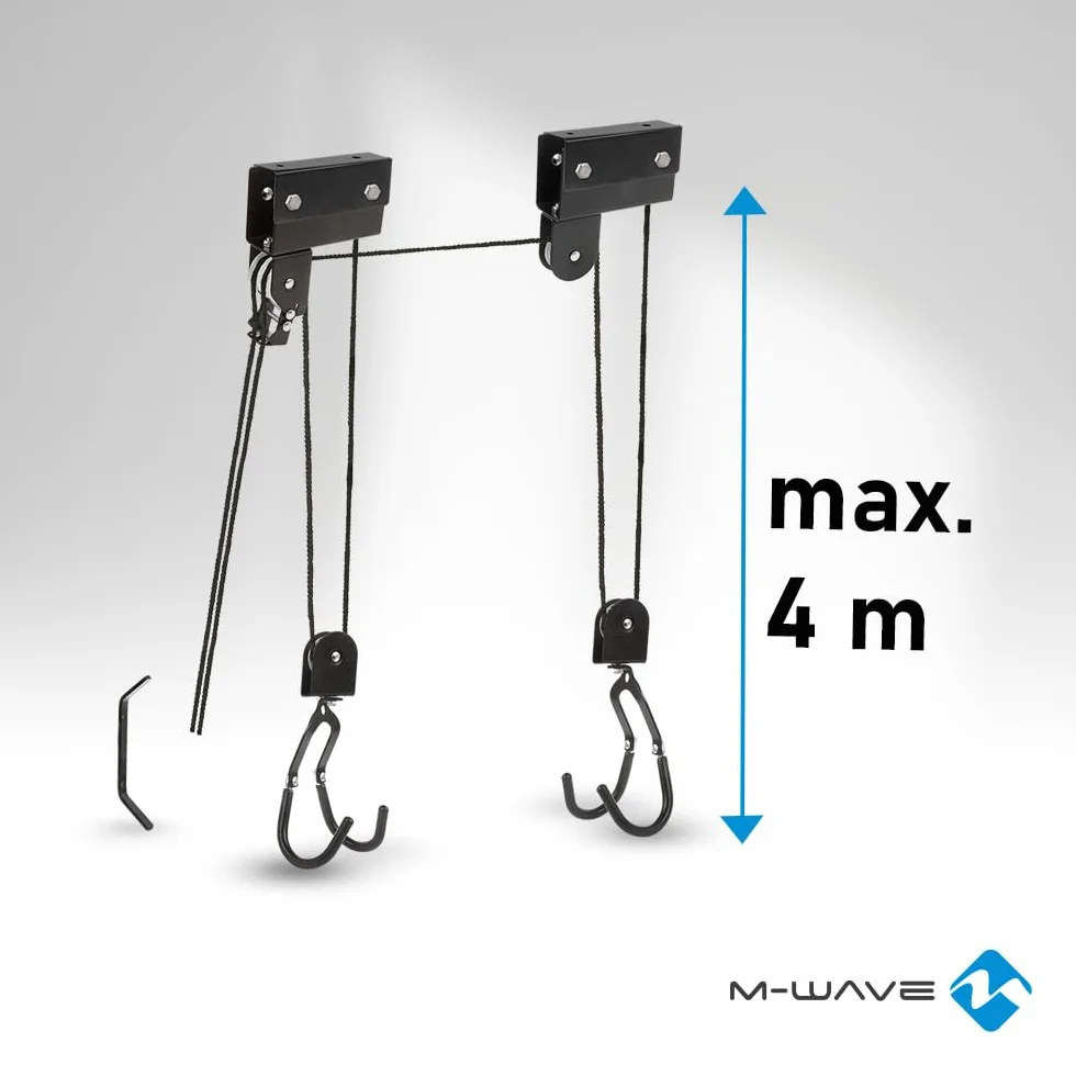 M-Wave Uniseks Bike Lift Strong 430098 Uchwyt Rowerowy, Czarny, do 57 kg