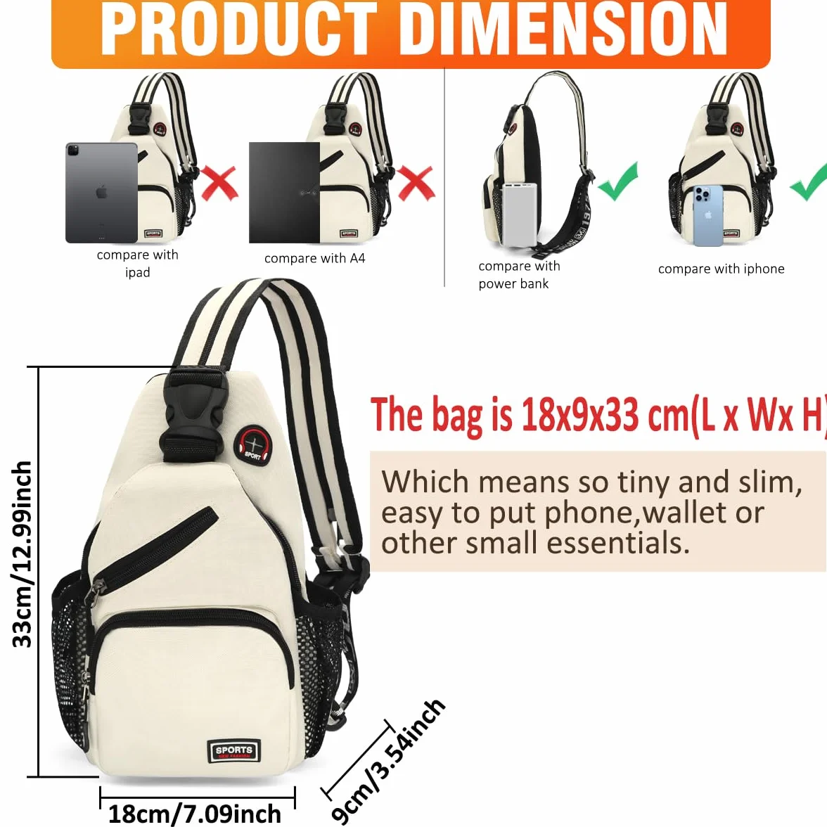 Torba na klatkę piersiową Sling Bag Oxford tkanina z regulowanym paskiem na ramię